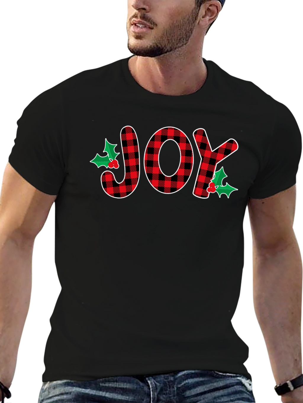 Joy Plaid Graphic T-Shirt