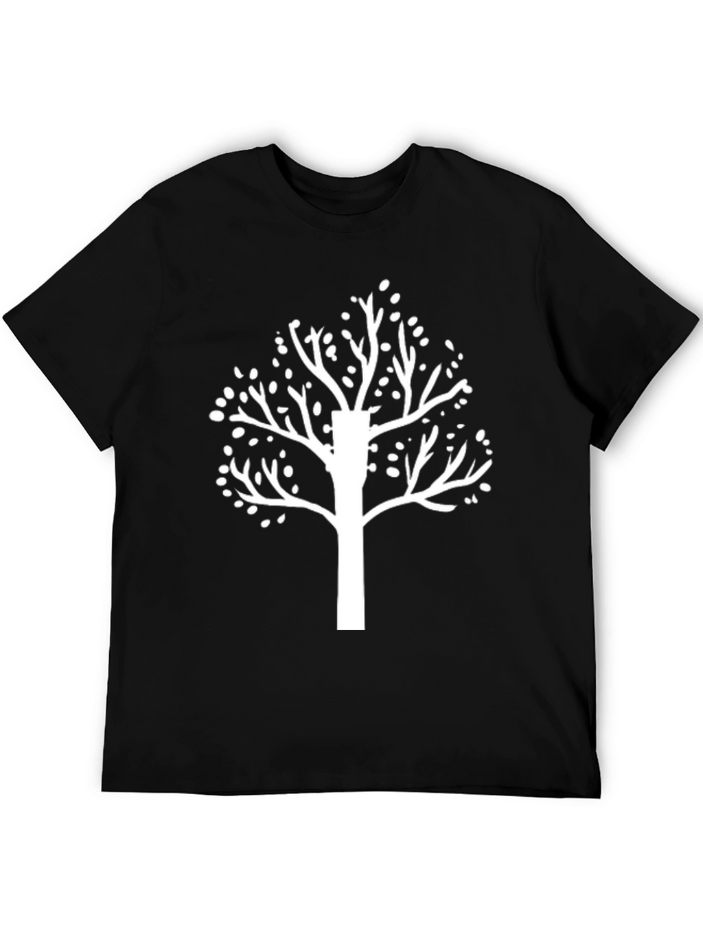 Black T-Shirt with White Tree Graphic
