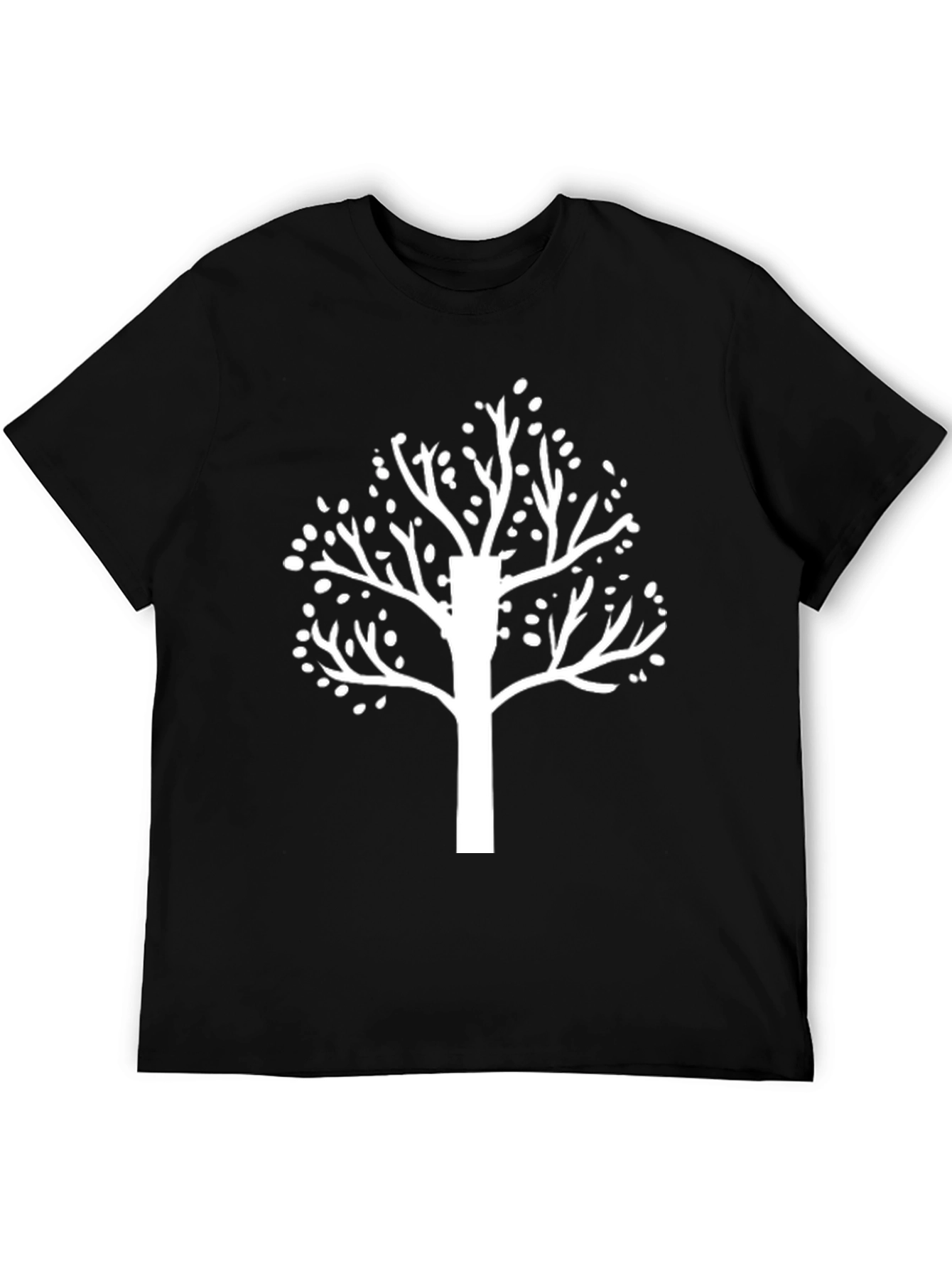 Black T-Shirt with White Tree Graphic