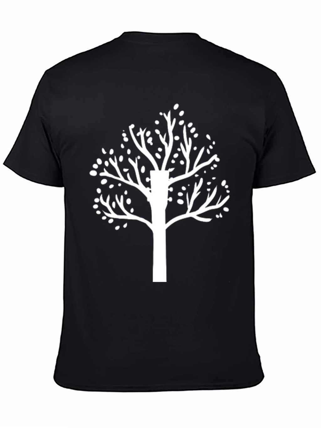 Black T-Shirt with White Tree Graphic