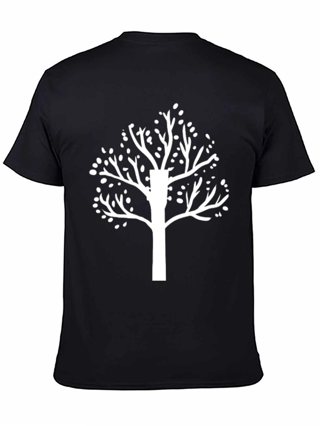 Black T-Shirt with White Tree Graphic