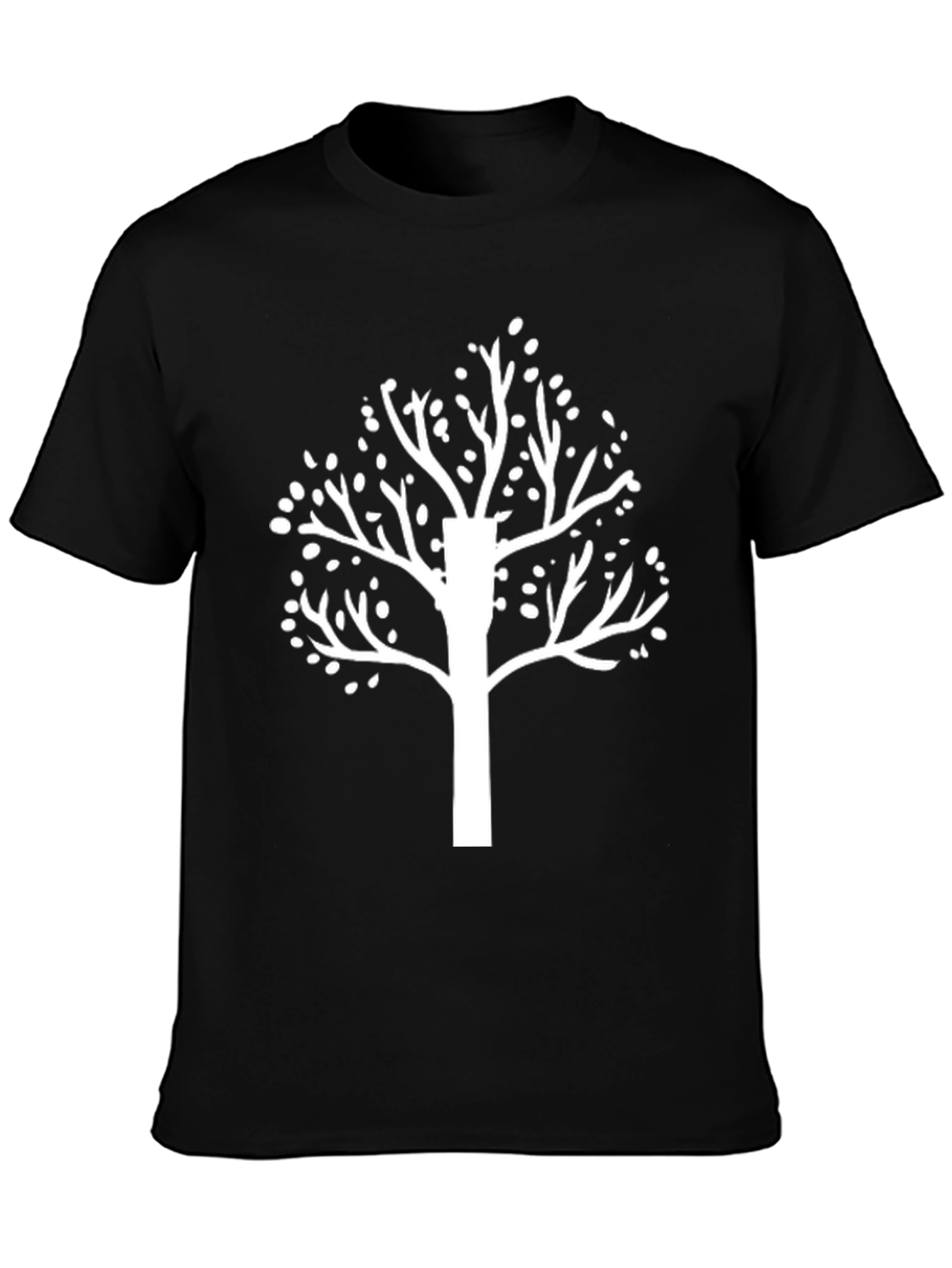 Black T-Shirt with White Tree Graphic