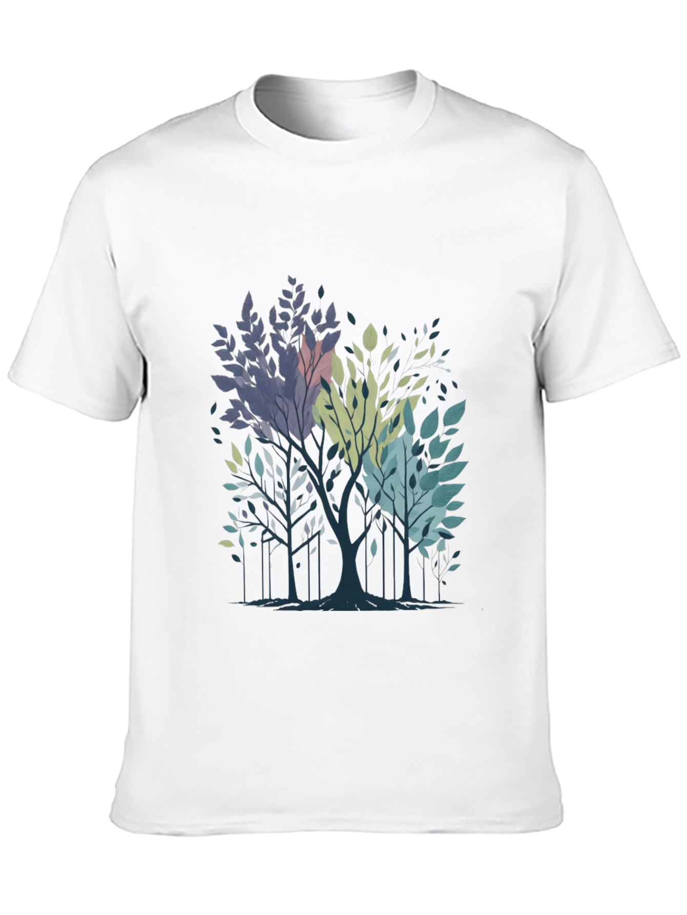 Abstract Trees Graphic Print Black T-Shirt