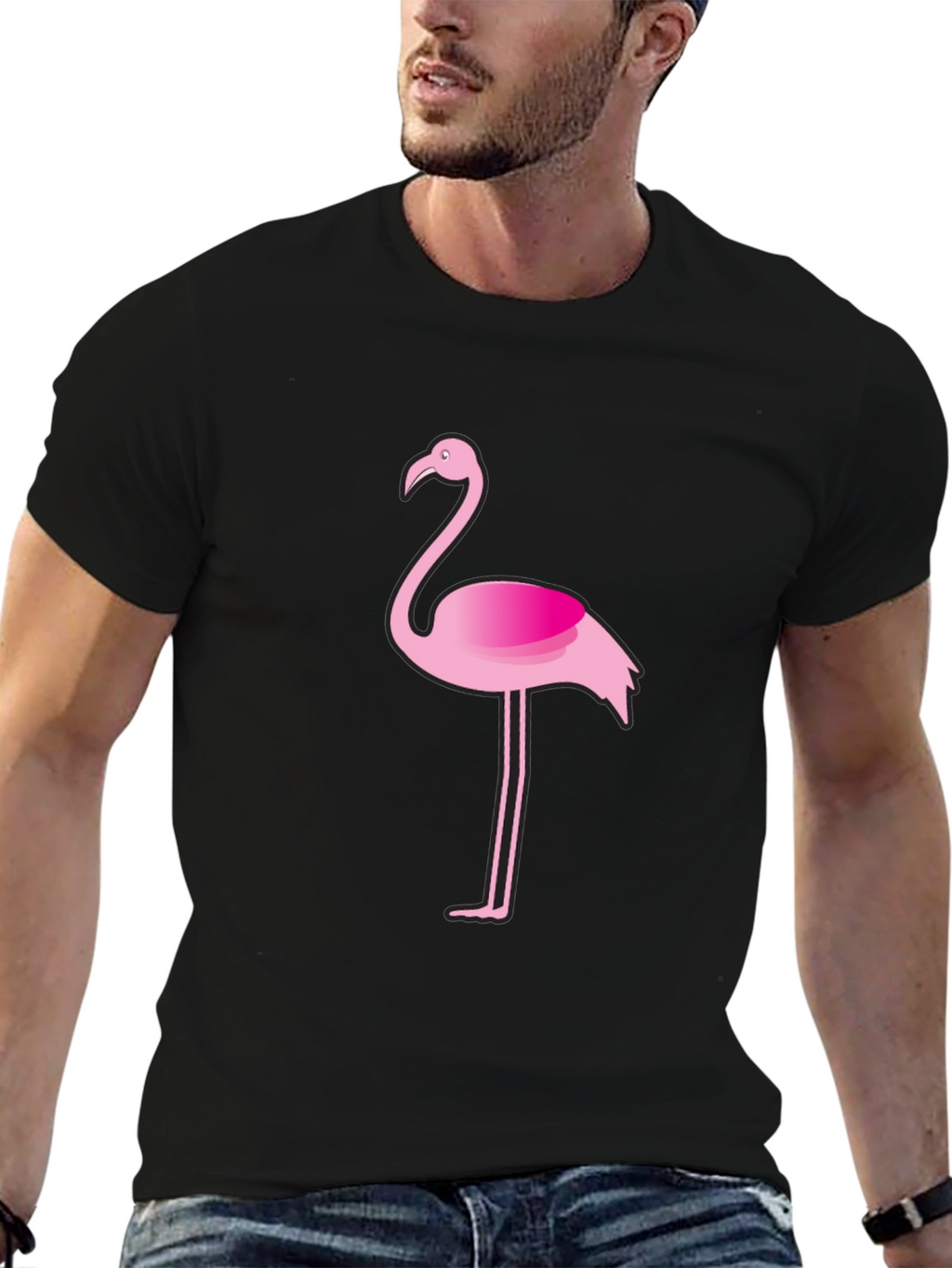 Flamingo Graphic Tee - Casual Black T-Shirt