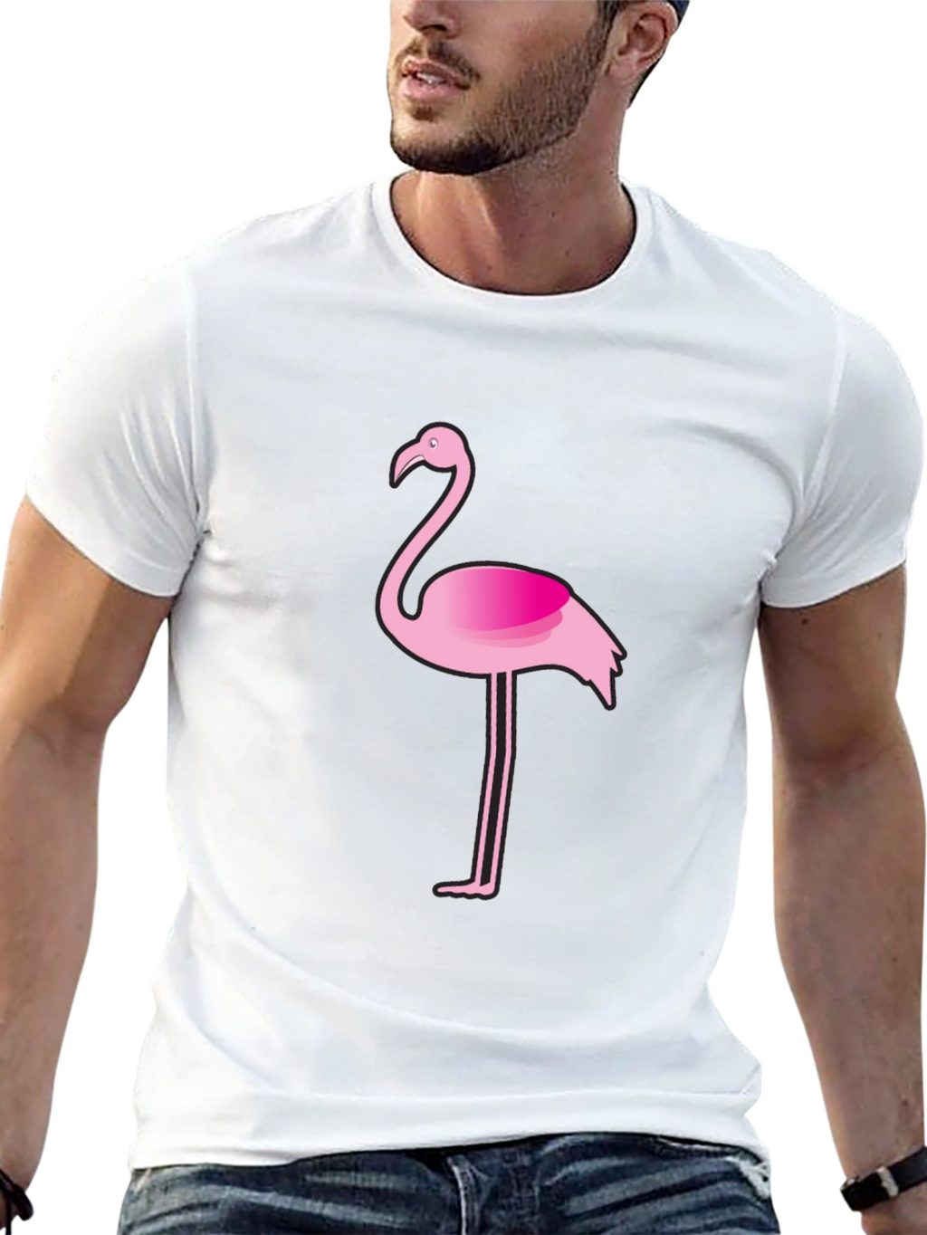 Flamingo Graphic Tee - Casual Black T-Shirt