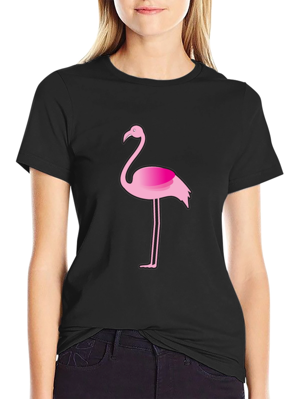 Flamingo Graphic Tee - Casual Black T-Shirt