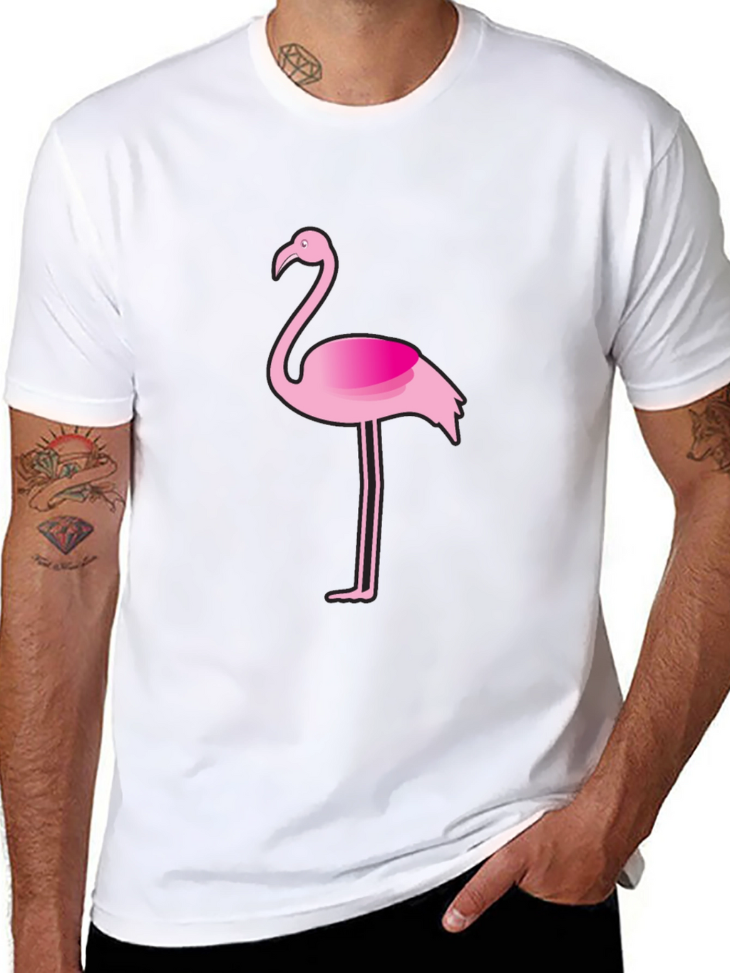 Flamingo Graphic Tee - Casual Black T-Shirt
