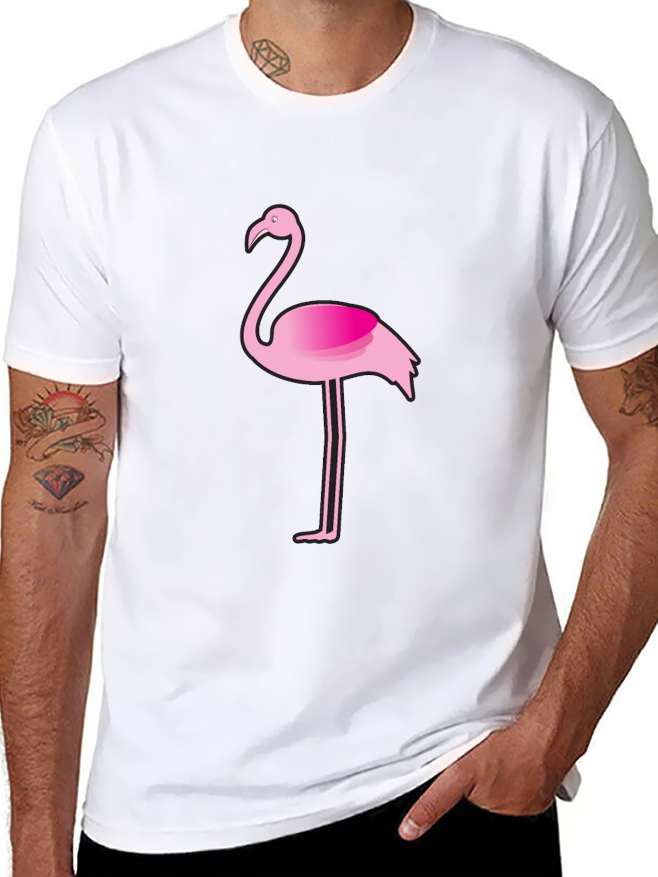 Flamingo Graphic Tee - Casual Black T-Shirt