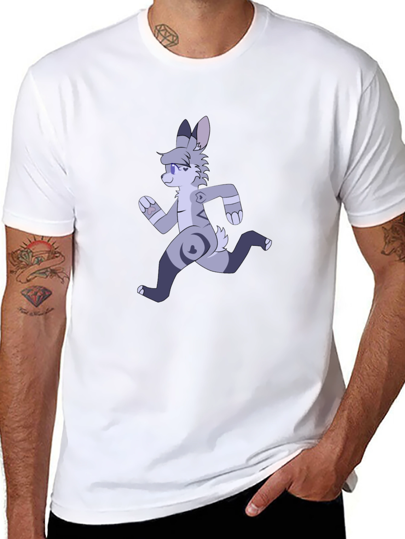 Cartoon Running Furry Black T-Shirt