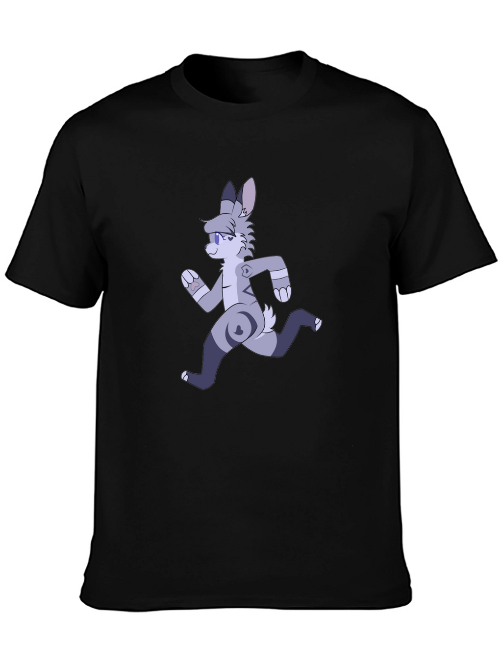 Cartoon Running Furry Black T-Shirt