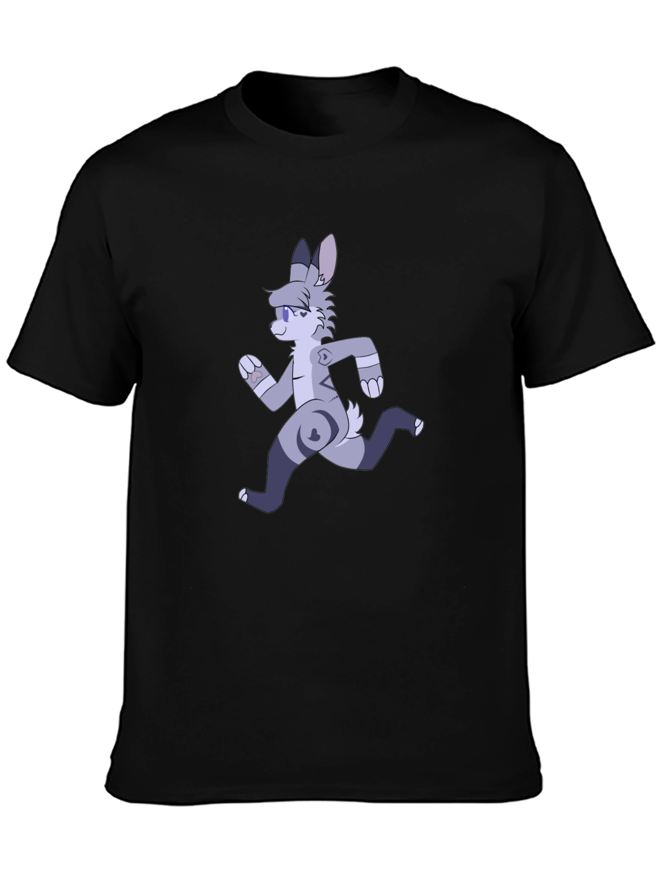 Cartoon Running Furry Black T-Shirt