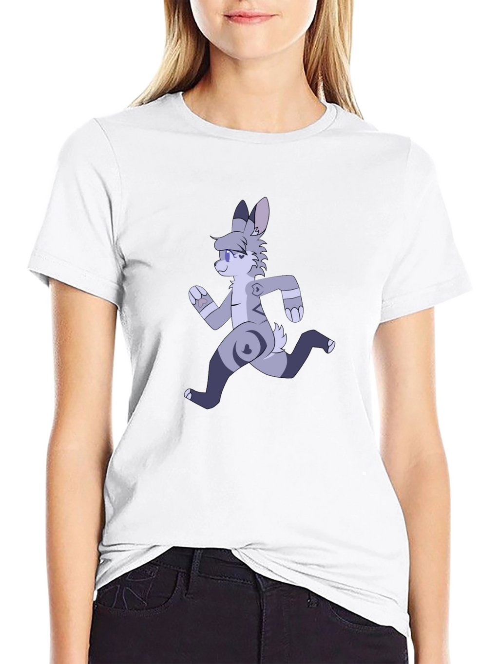 Cartoon Running Furry Black T-Shirt
