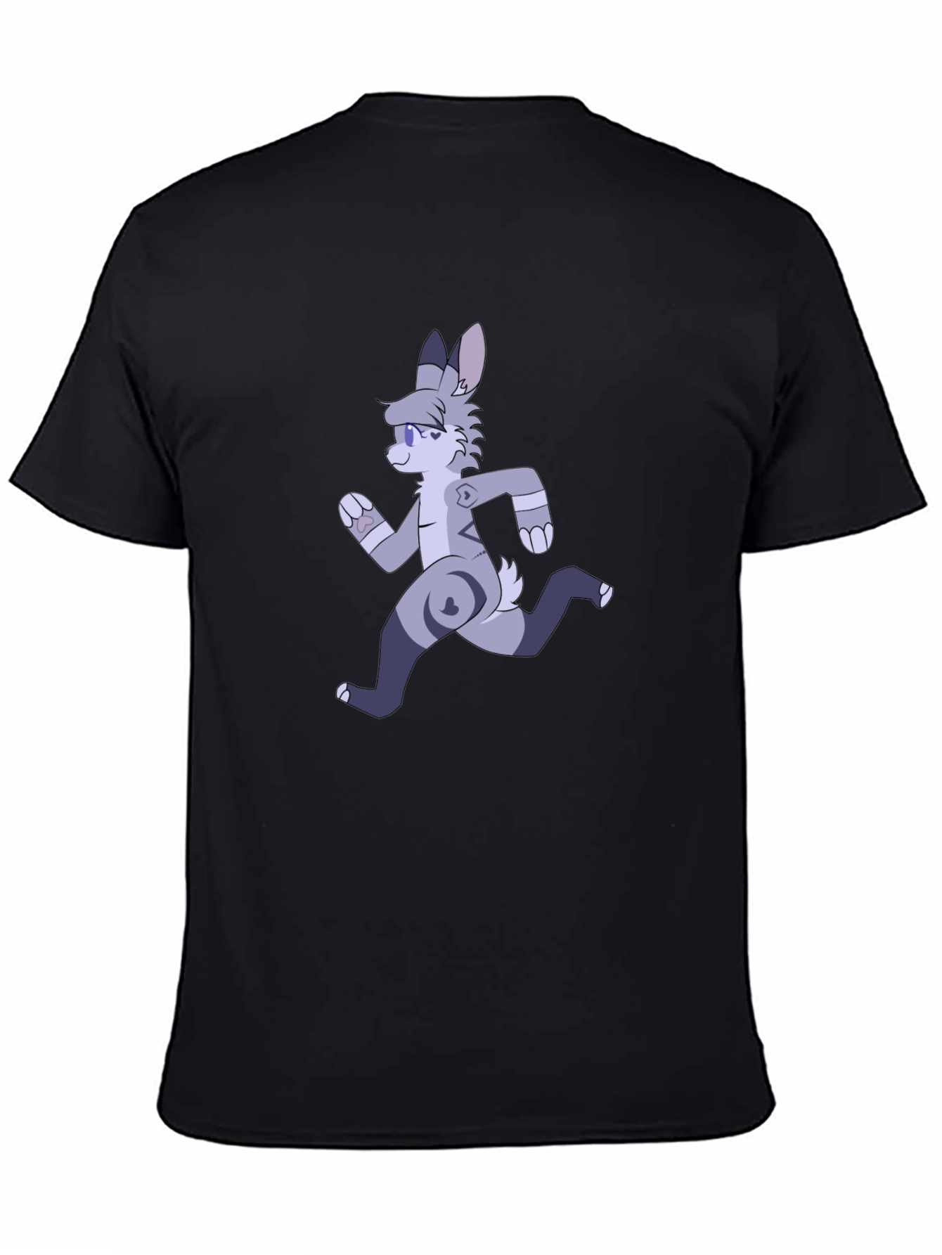Cartoon Running Furry Black T-Shirt