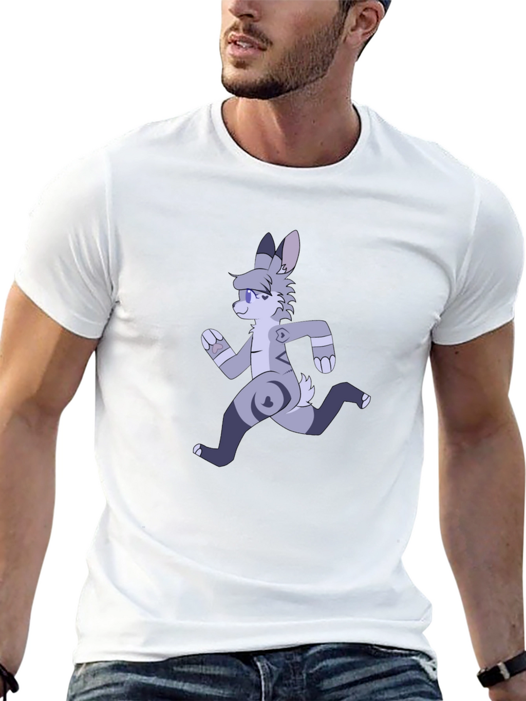Cartoon Running Furry Black T-Shirt