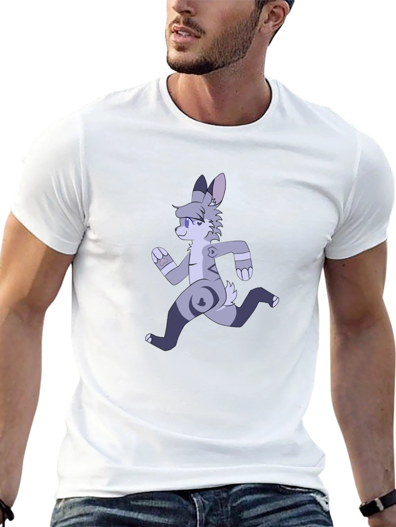 Cartoon Running Furry Black T-Shirt