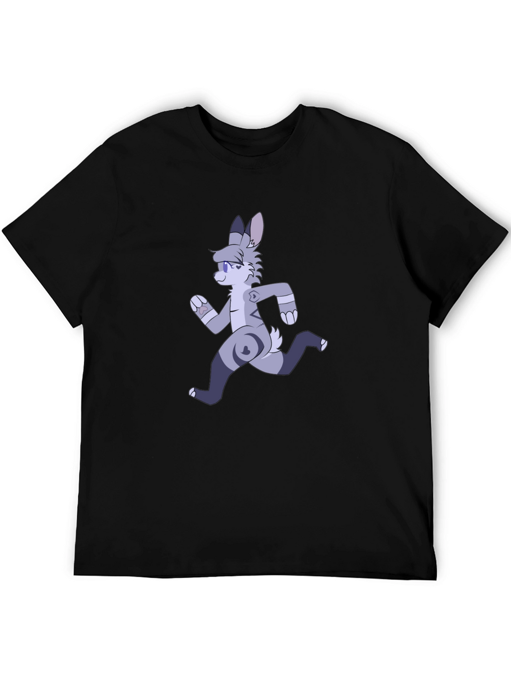 Cartoon Running Furry Black T-Shirt