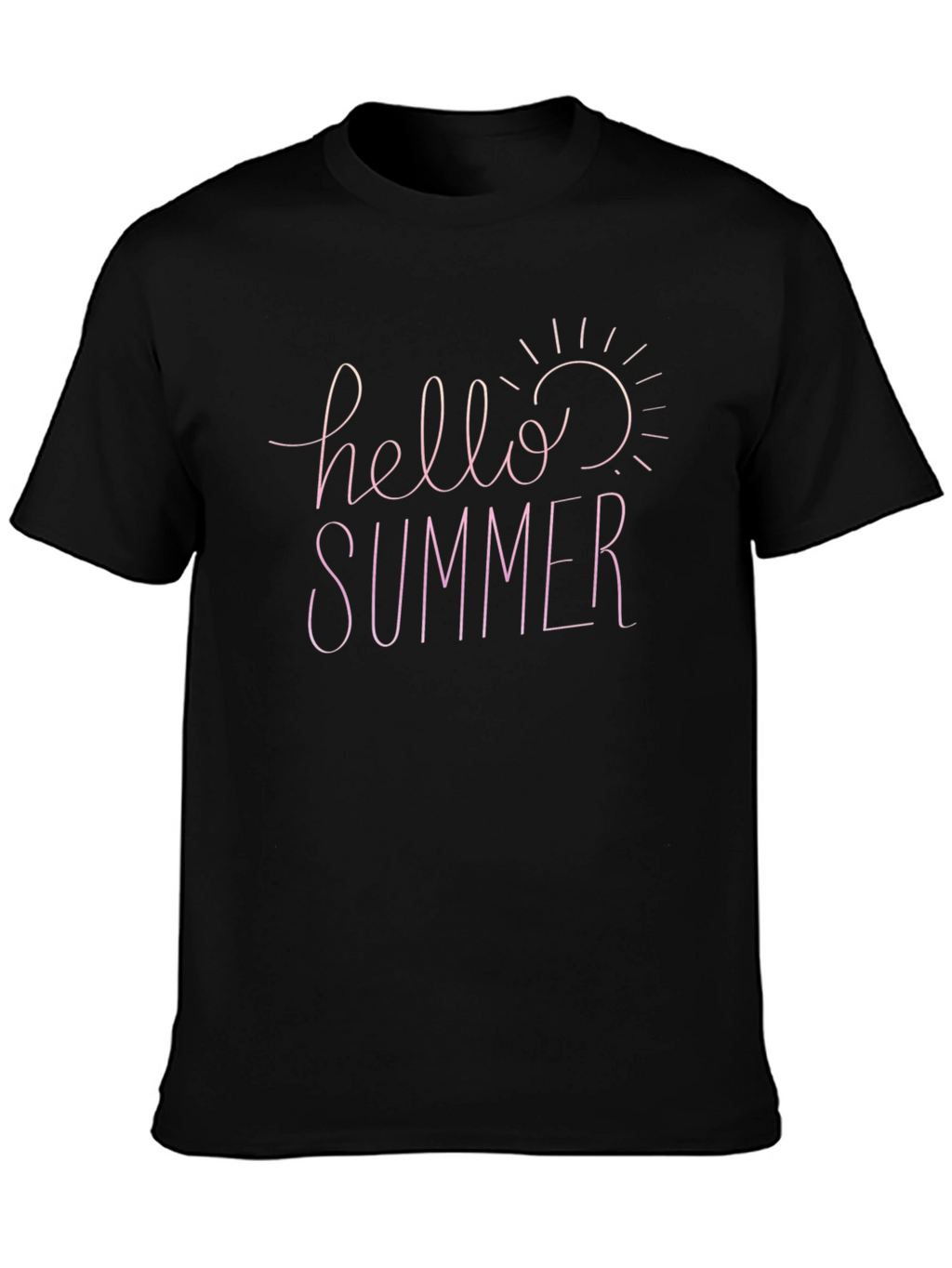 Hello Summer Black Cotton T-Shirt