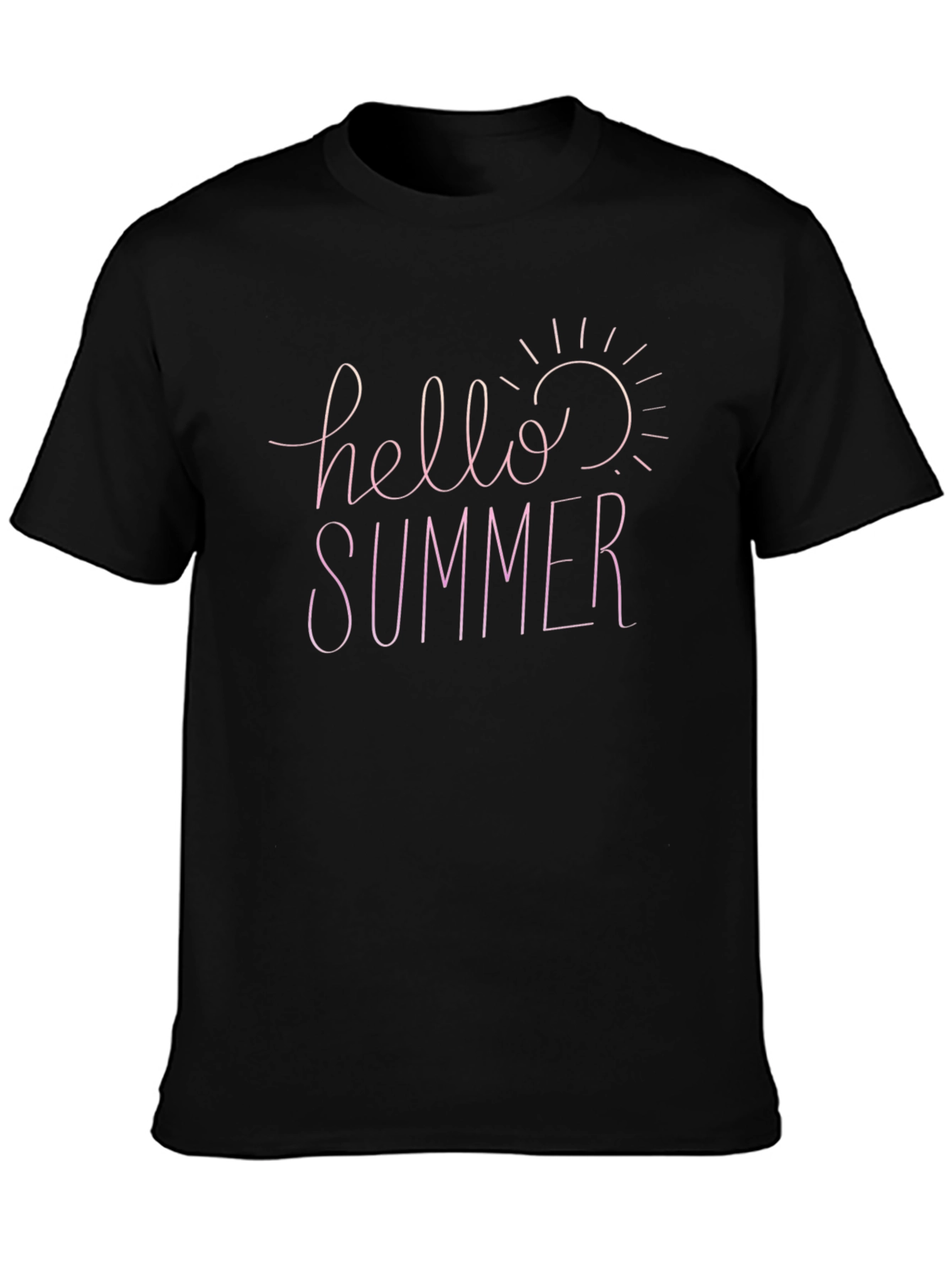 Hello Summer Black Cotton T-Shirt