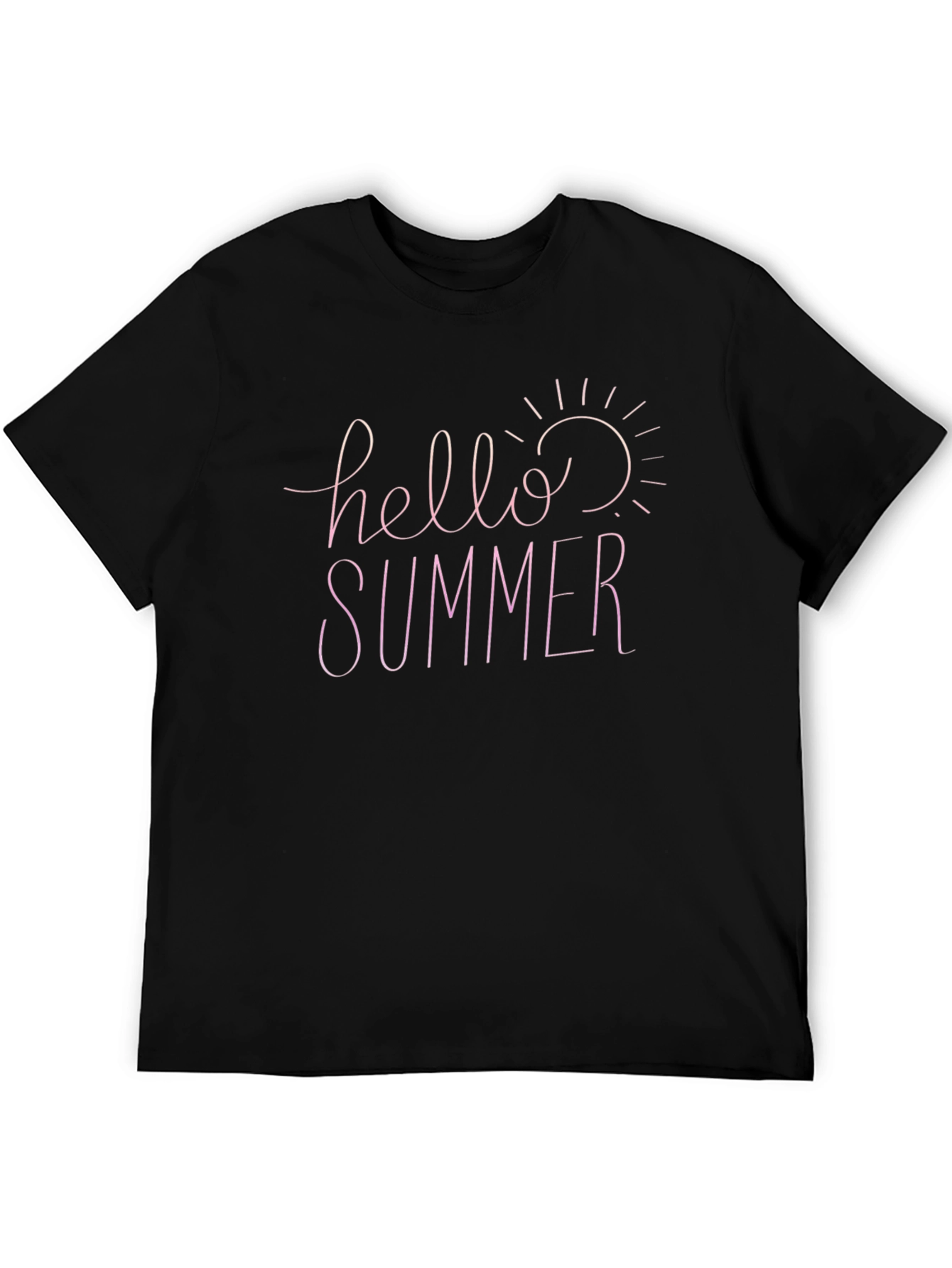 Hello Summer Black Cotton T-Shirt