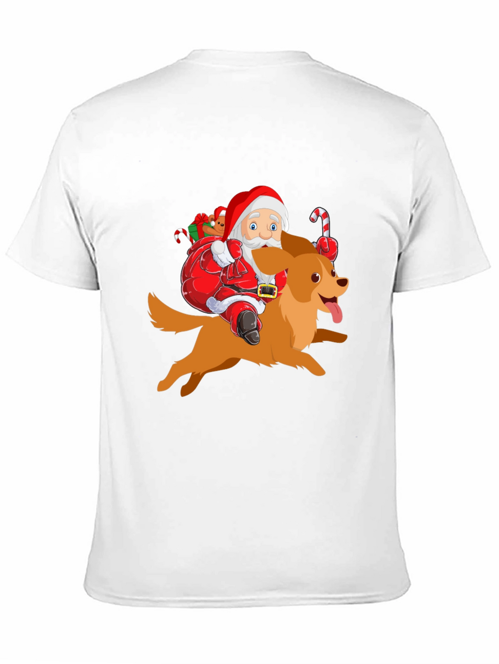 Festive Santa Riding Dog Graphic Tee