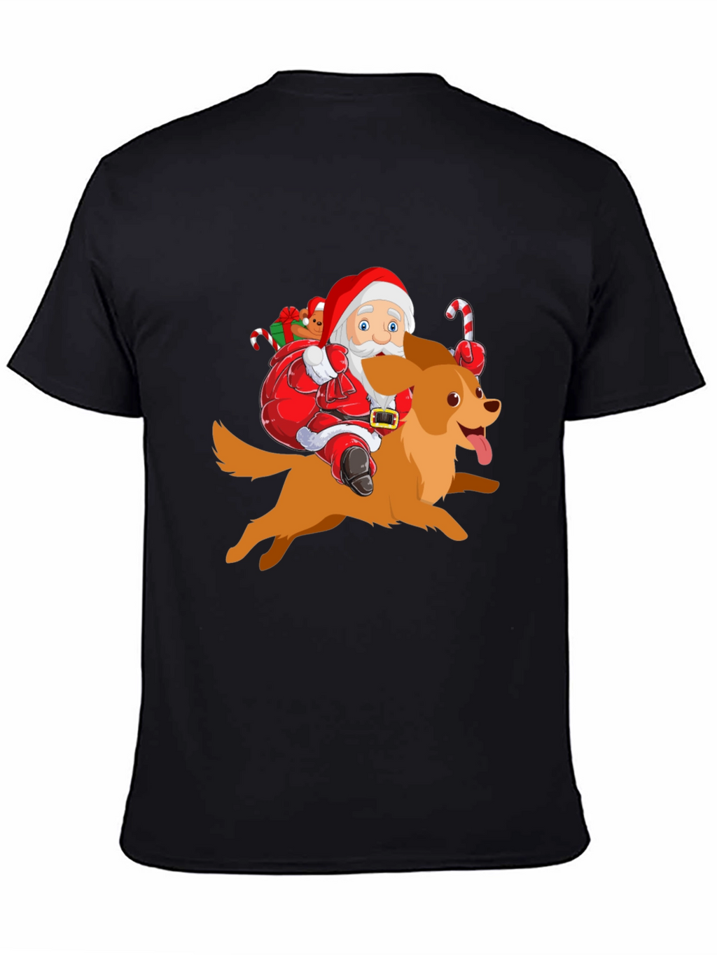 Festive Santa Riding Dog Graphic Tee