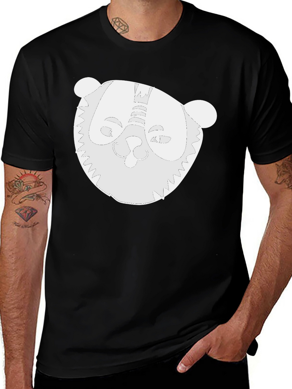 Whimsical Panda Graphic Black T-Shirt