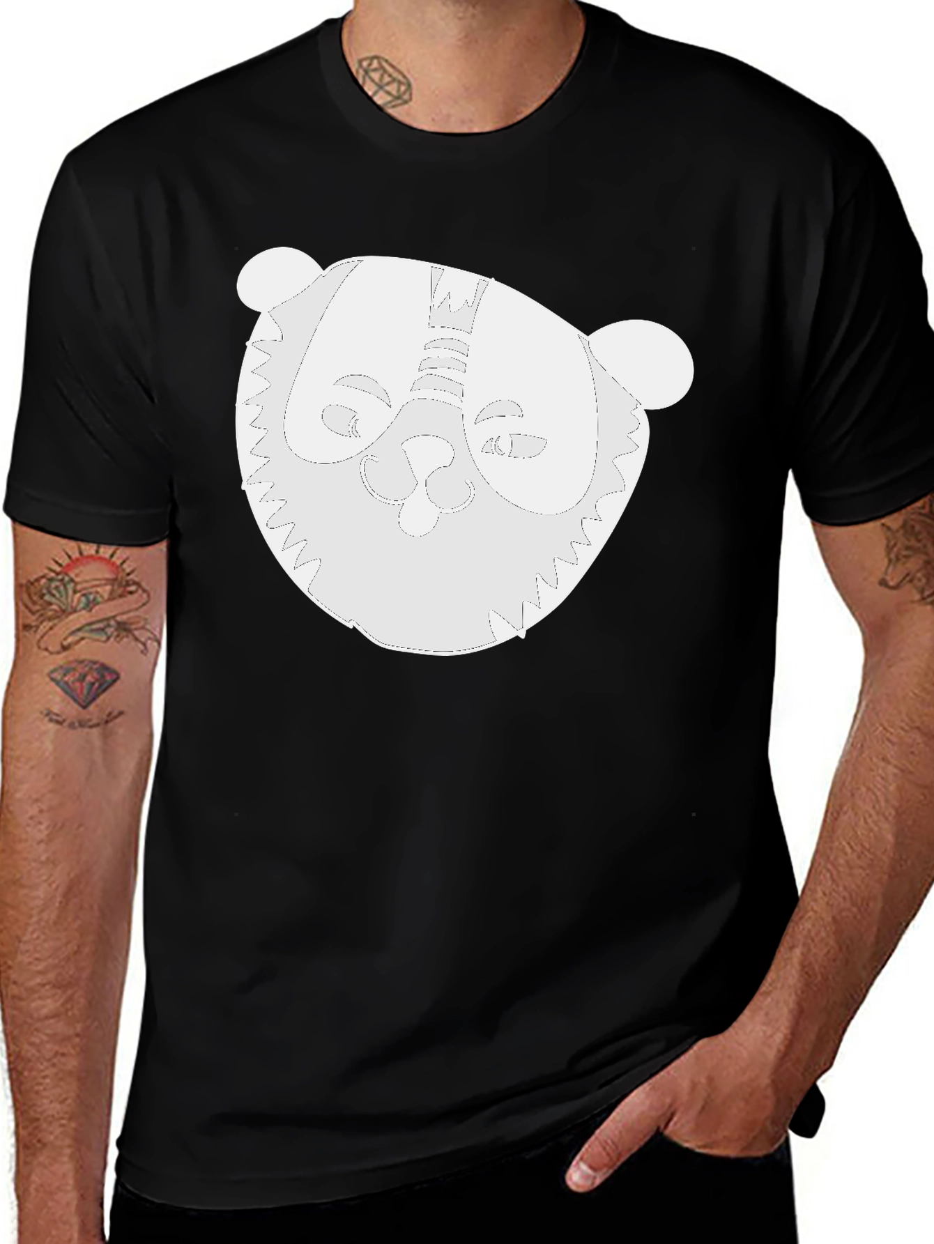 Whimsical Panda Graphic Black T-Shirt