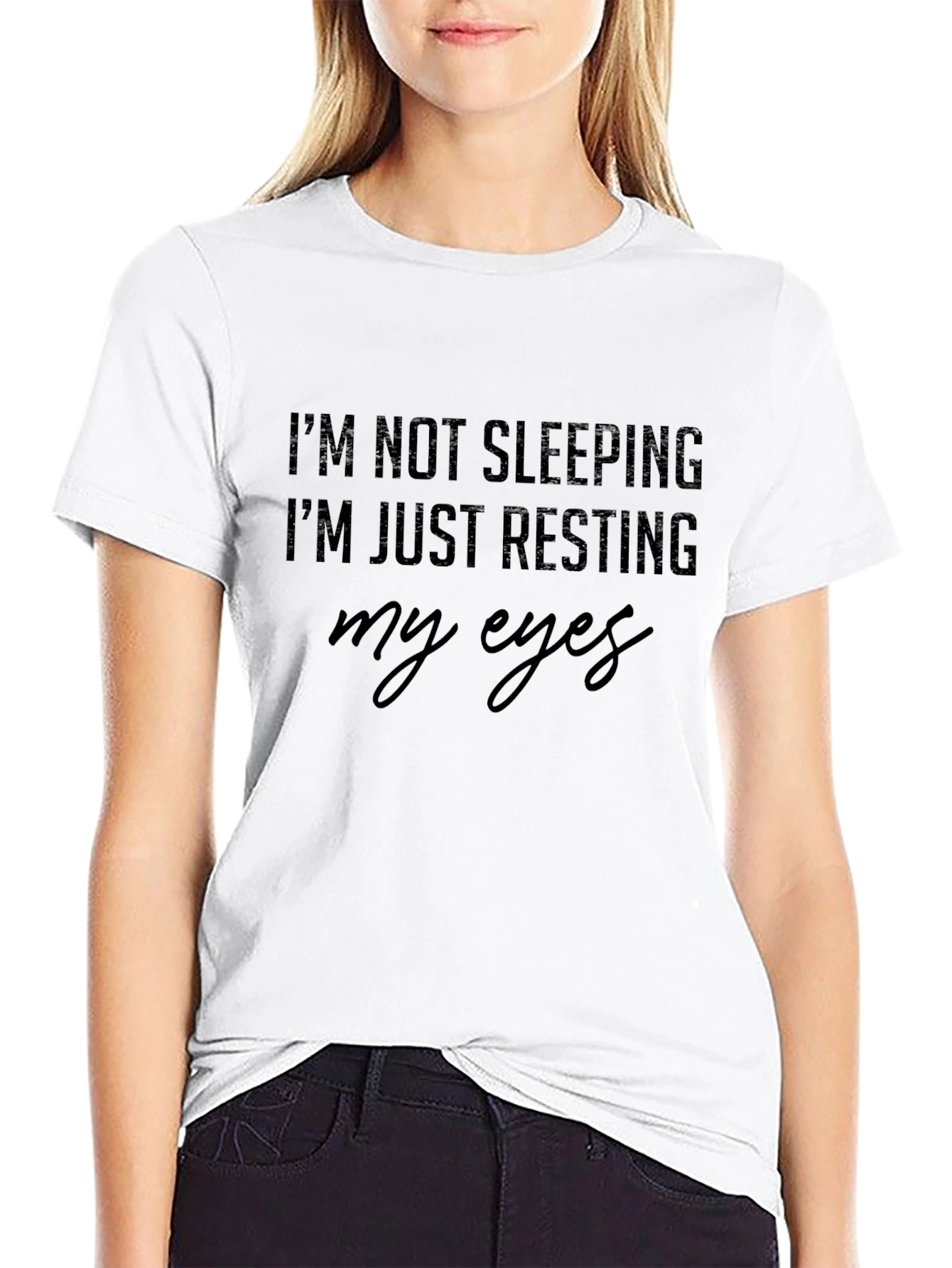 Resting Eyes Graphic Tee - Black Cotton T-Shirt