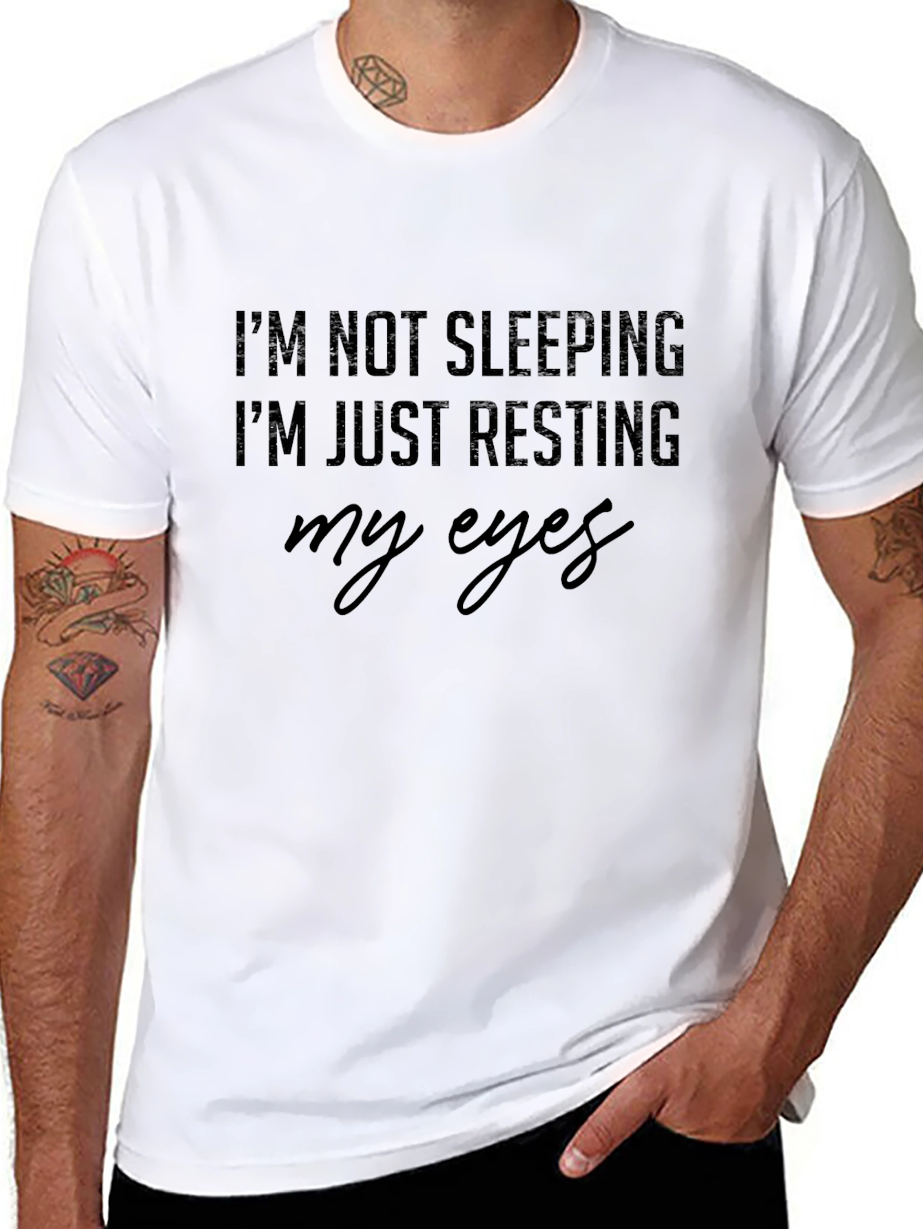 Resting Eyes Graphic Tee - Black Cotton T-Shirt
