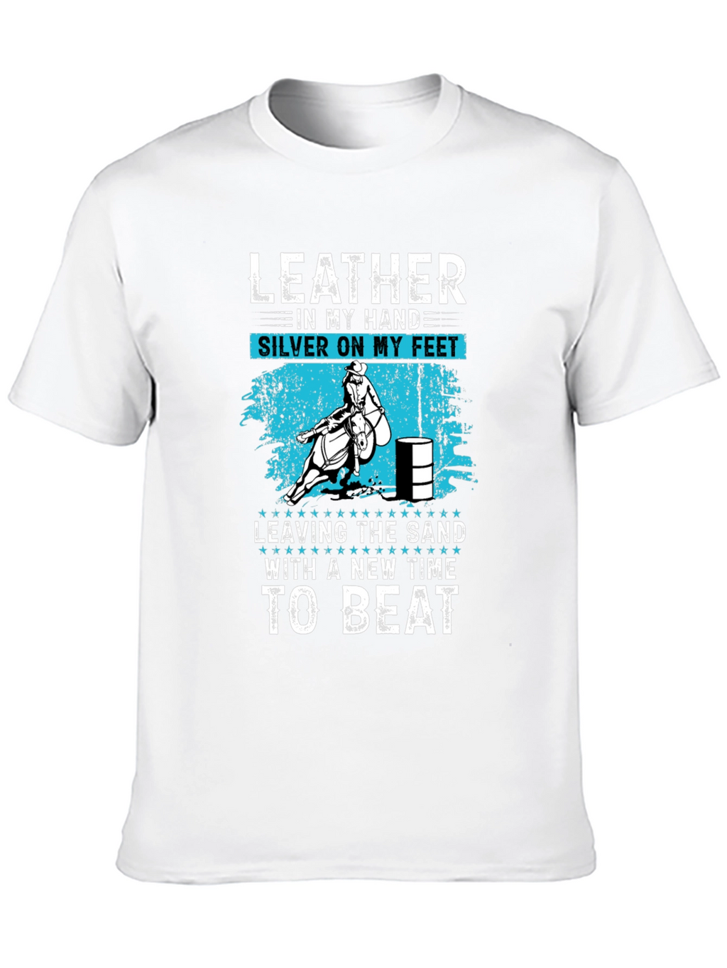 Leather Silver Horse Barrel Racing Graphic Tee