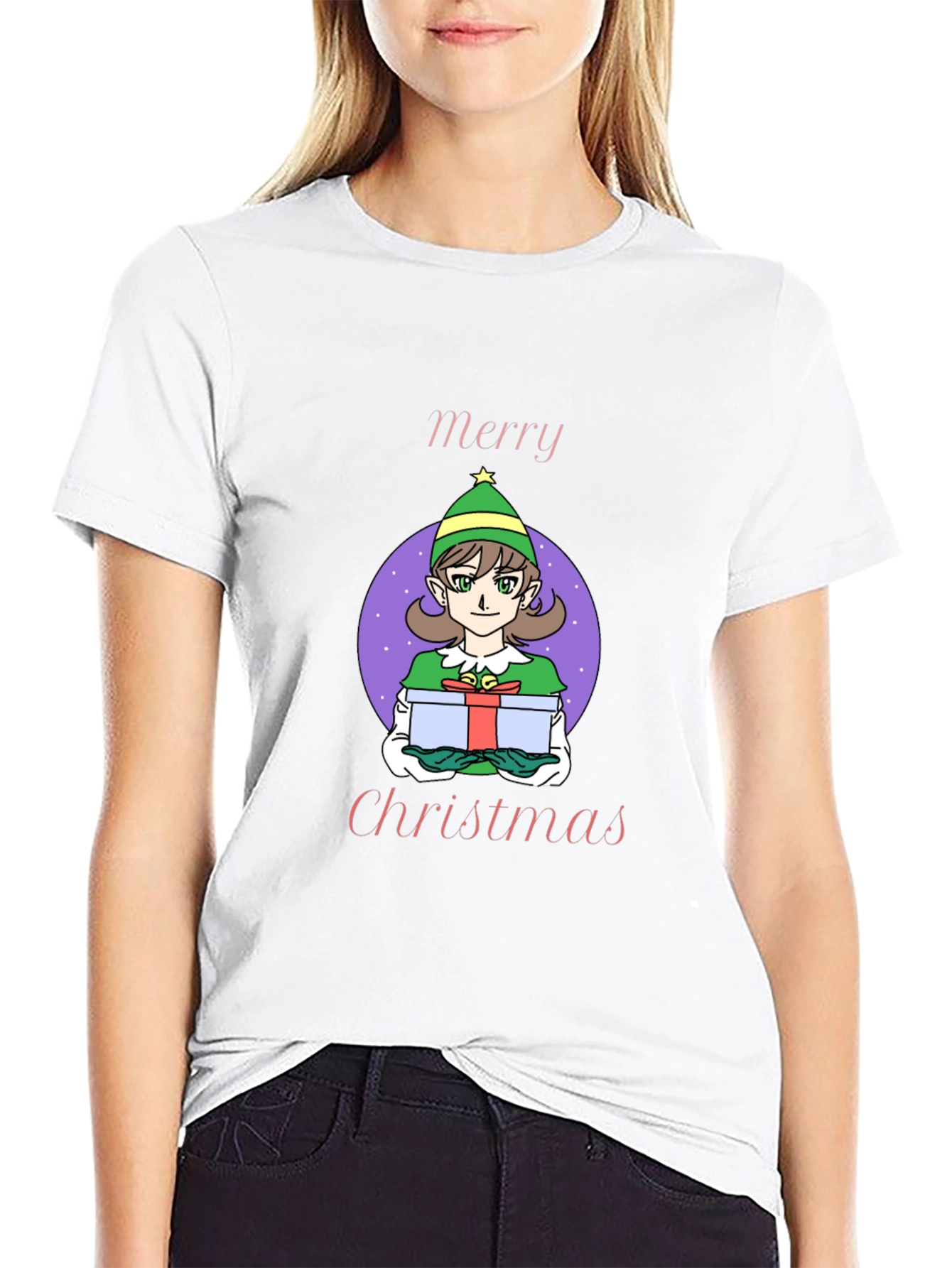Merry Christmas Elf Girl Graphic T-Shirt
