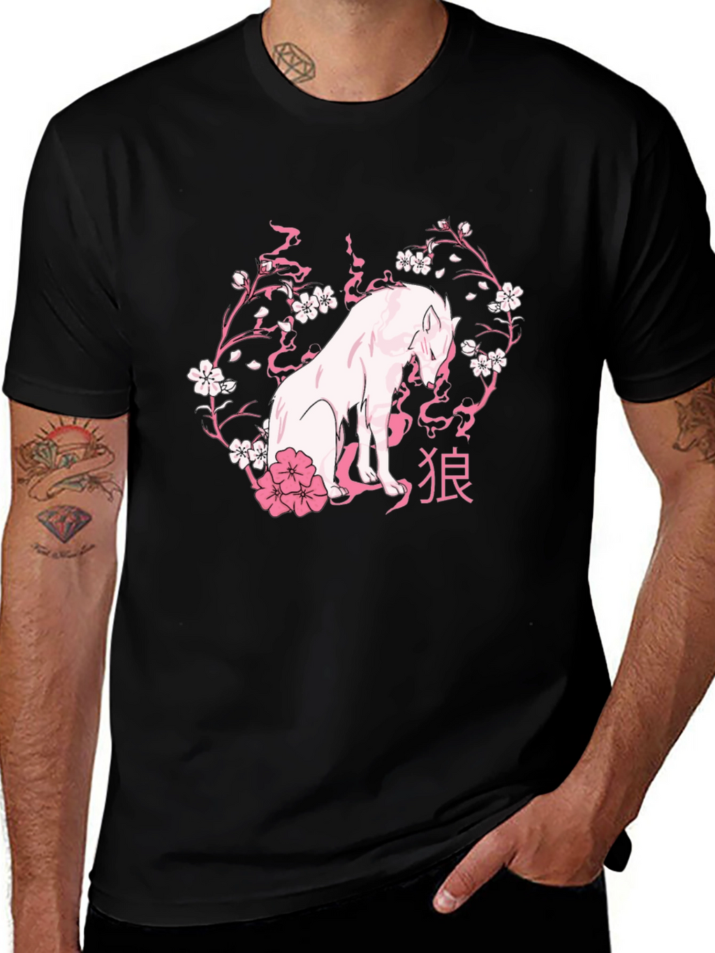 Wolf & Cherry Blossom Graphic Tee