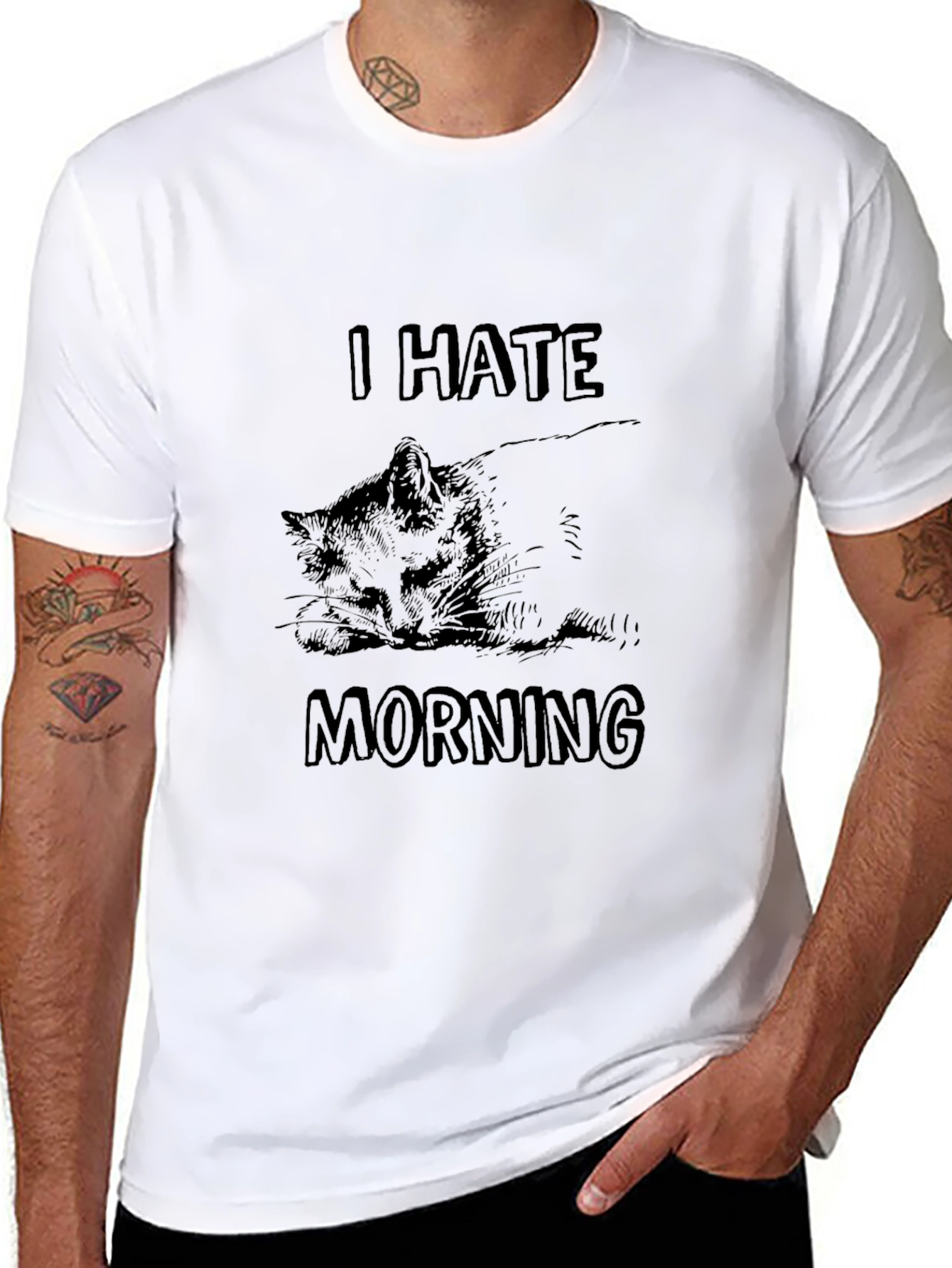 I Hate Mornings Cat Graphic Tee