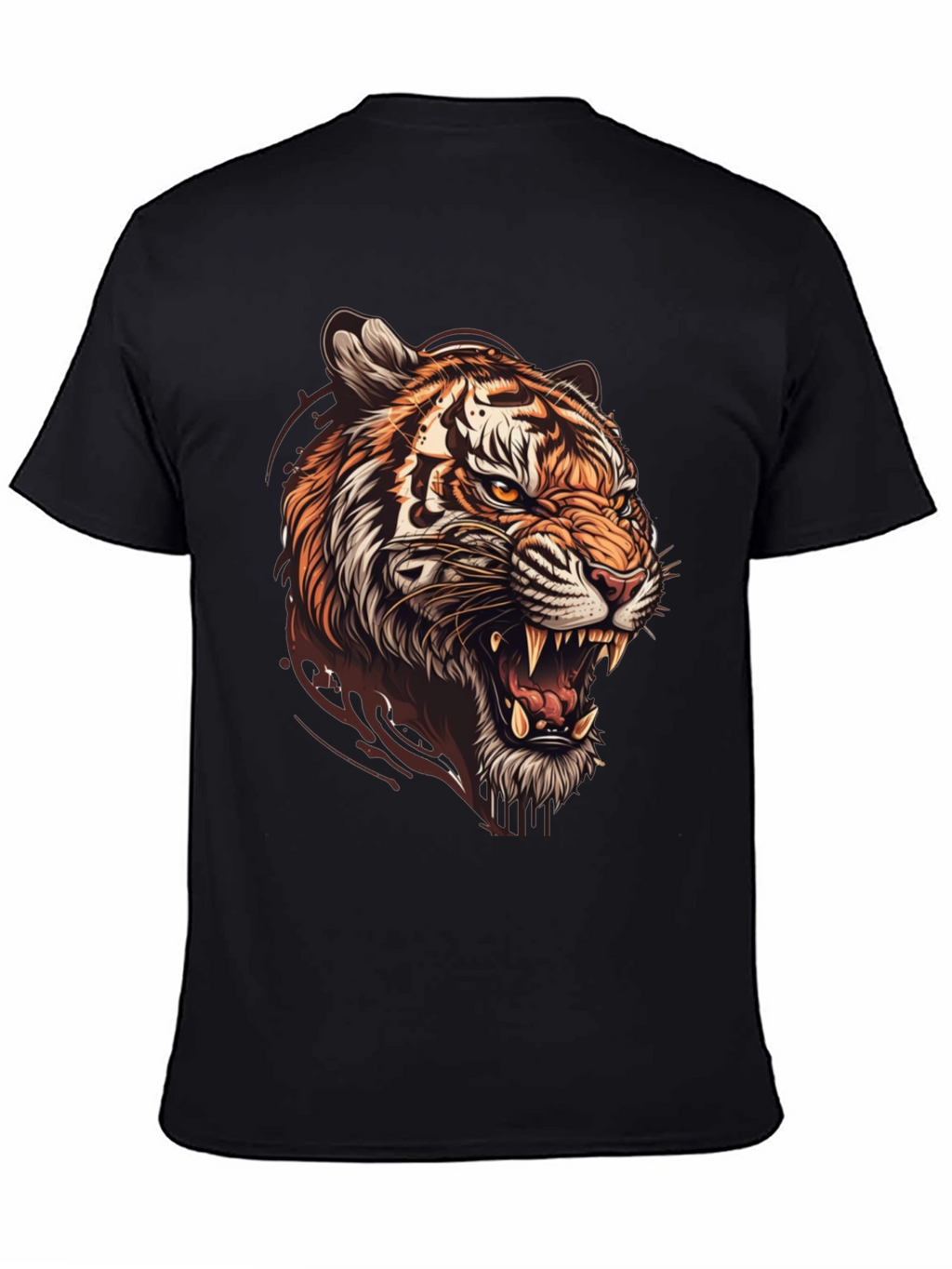 Tiger Graphic Print Mens Black T-Shirt