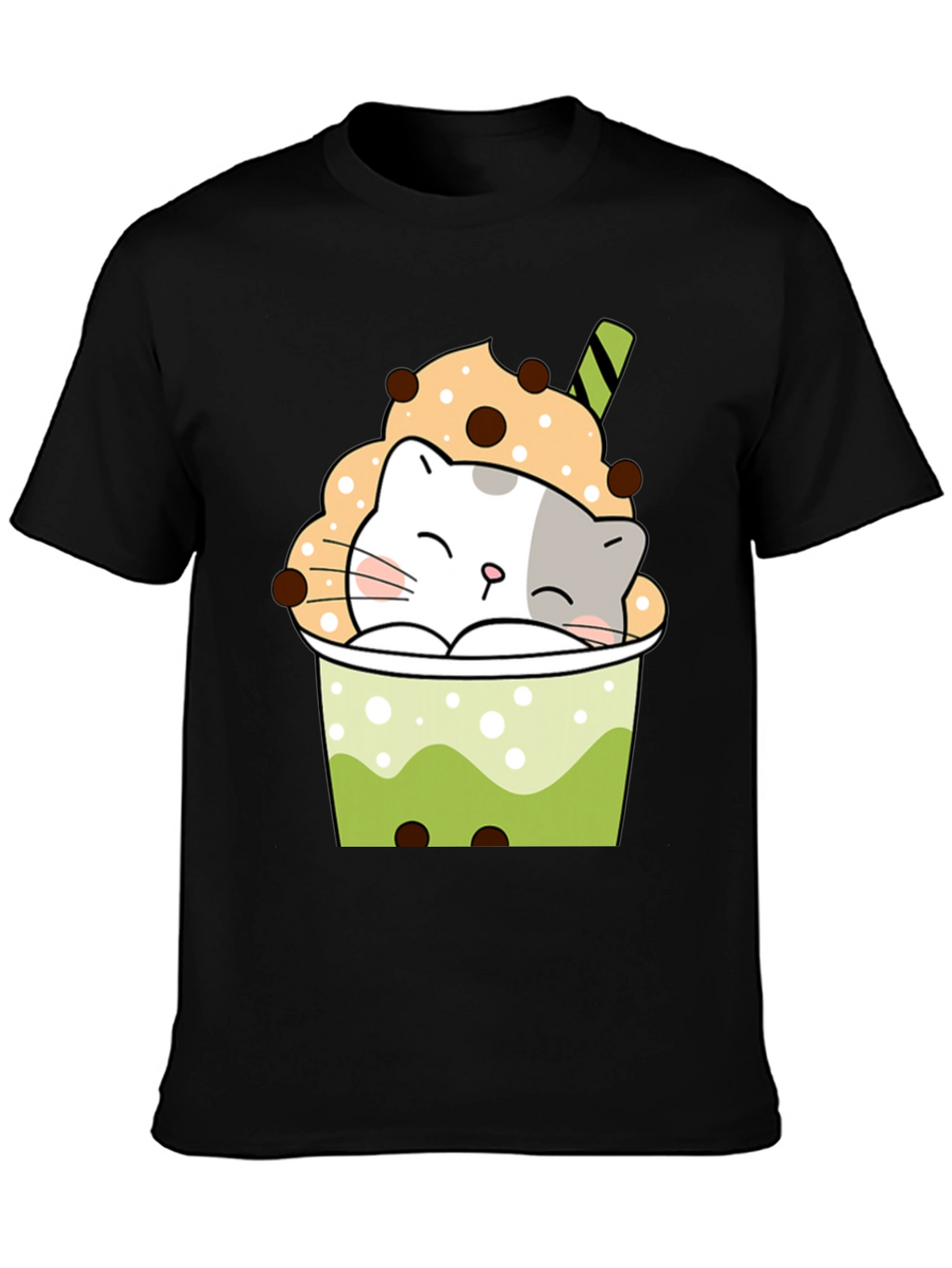 Cute Cat Boba Tea Graphic T-Shirt