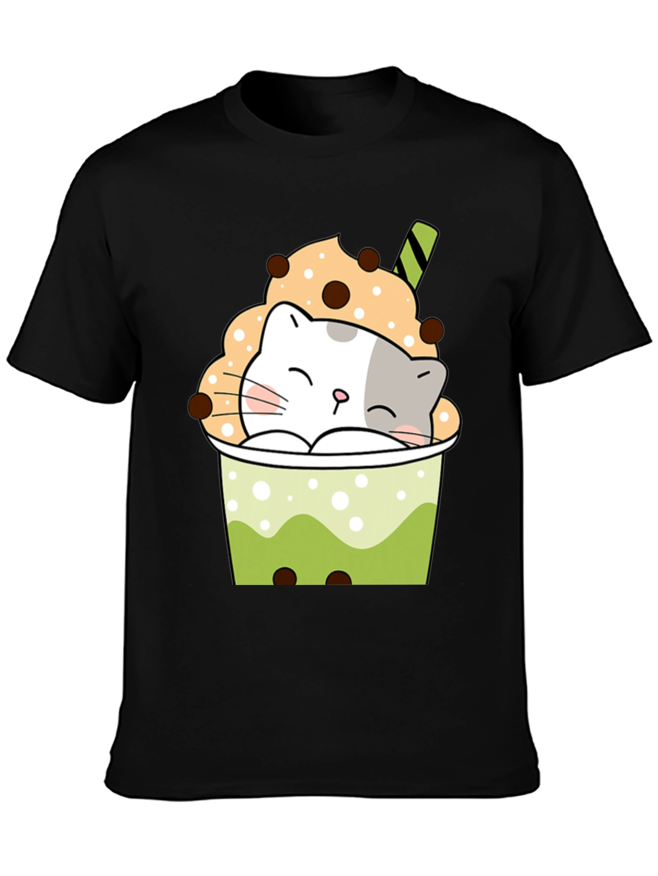 Cute Cat Boba Tea Graphic T-Shirt
