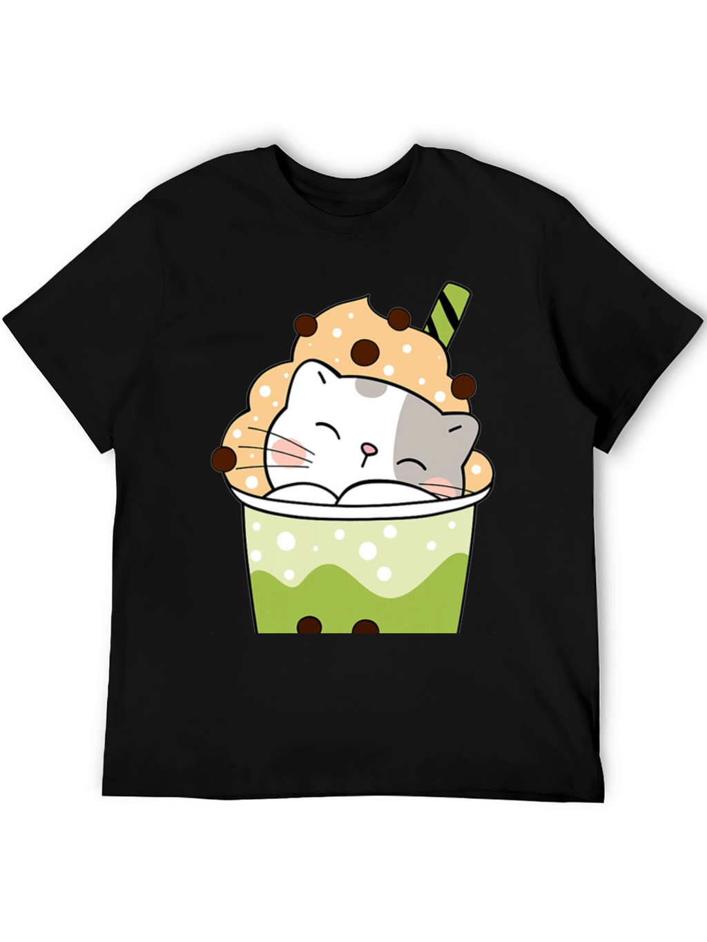 Cute Cat Boba Tea Graphic T-Shirt