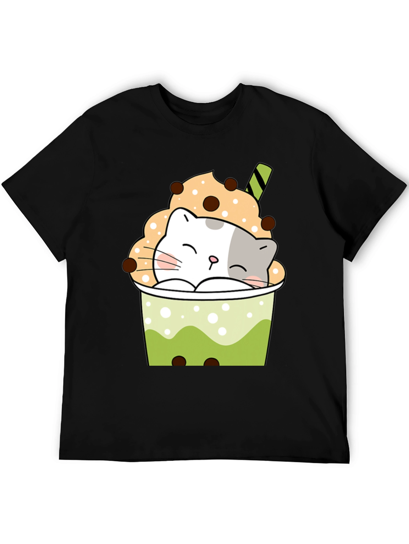 Cute Cat Boba Tea Graphic T-Shirt