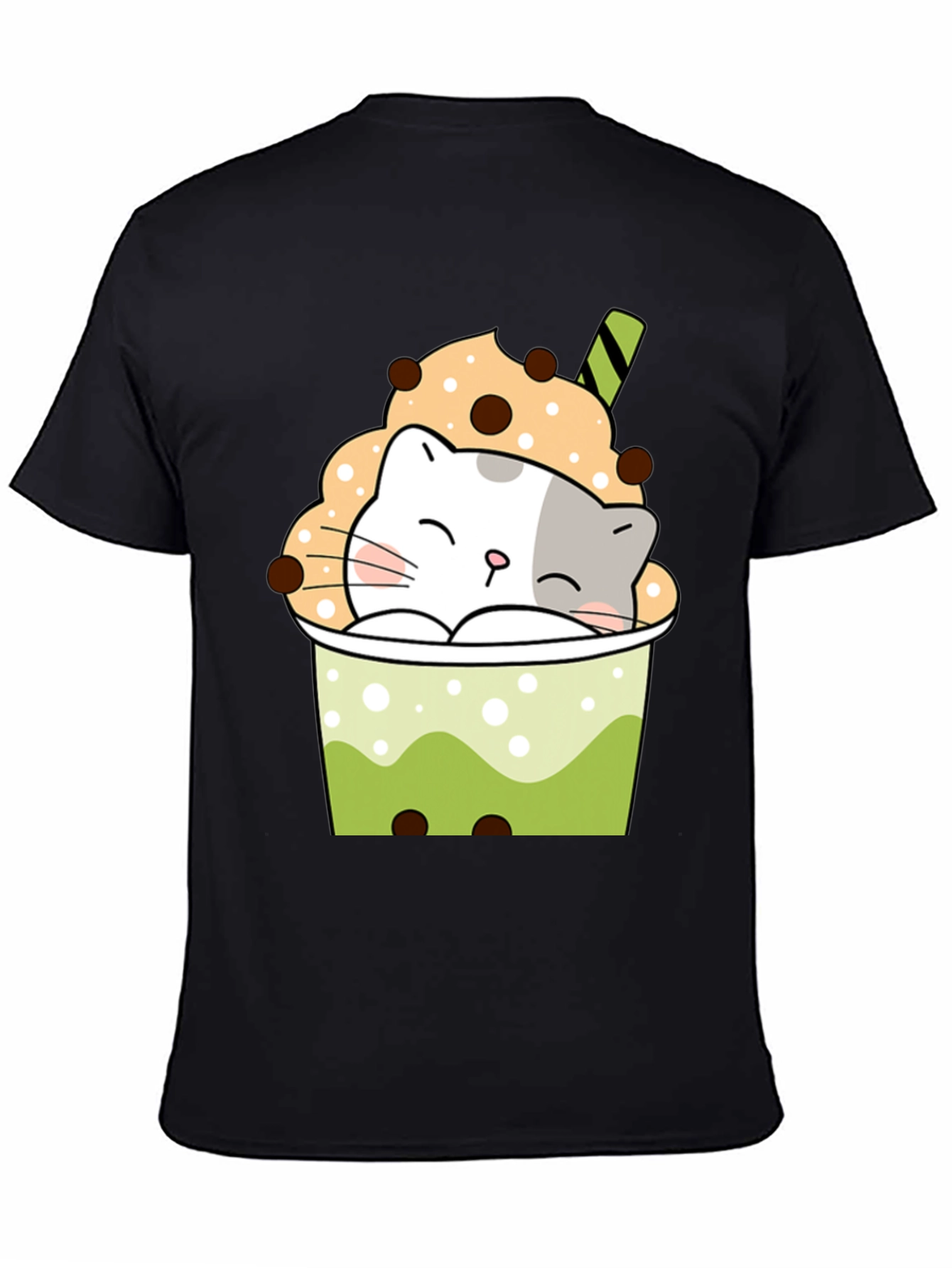 Cute Cat Boba Tea Graphic T-Shirt