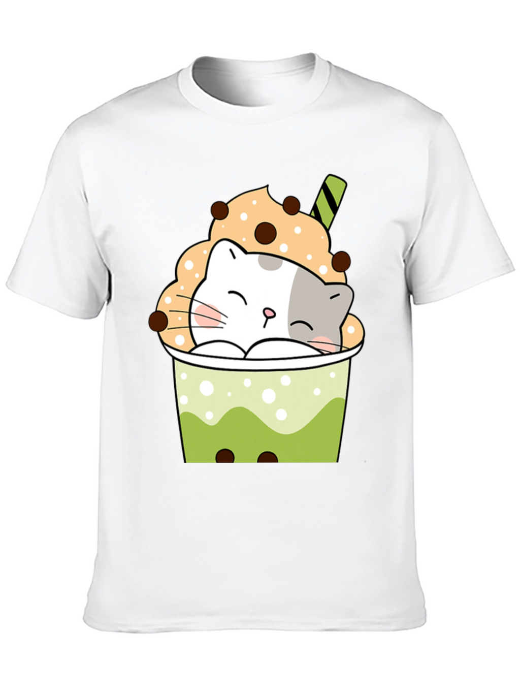 Cute Cat Boba Tea Graphic T-Shirt