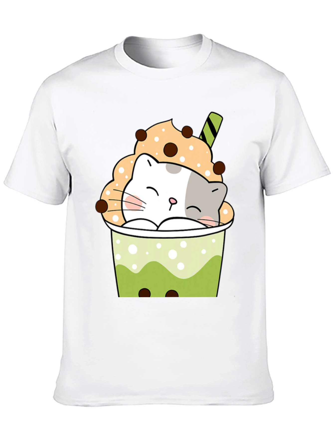Cute Cat Boba Tea Graphic T-Shirt