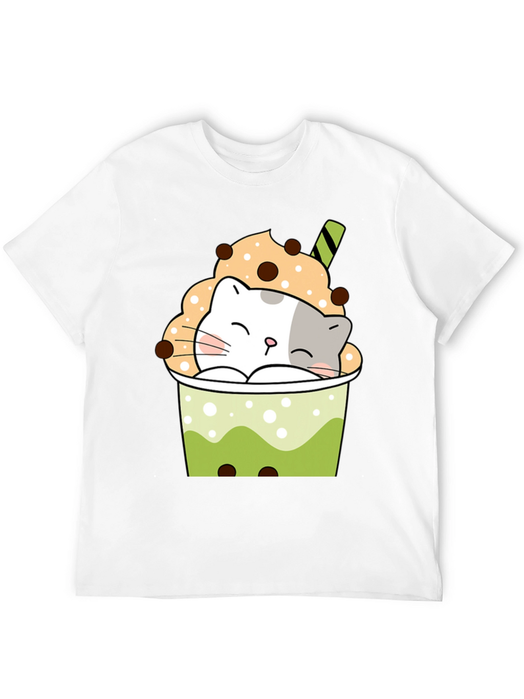 Cute Cat Boba Tea Graphic T-Shirt