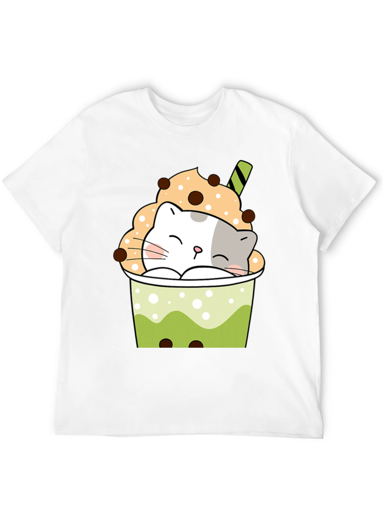 Cute Cat Boba Tea Graphic T-Shirt