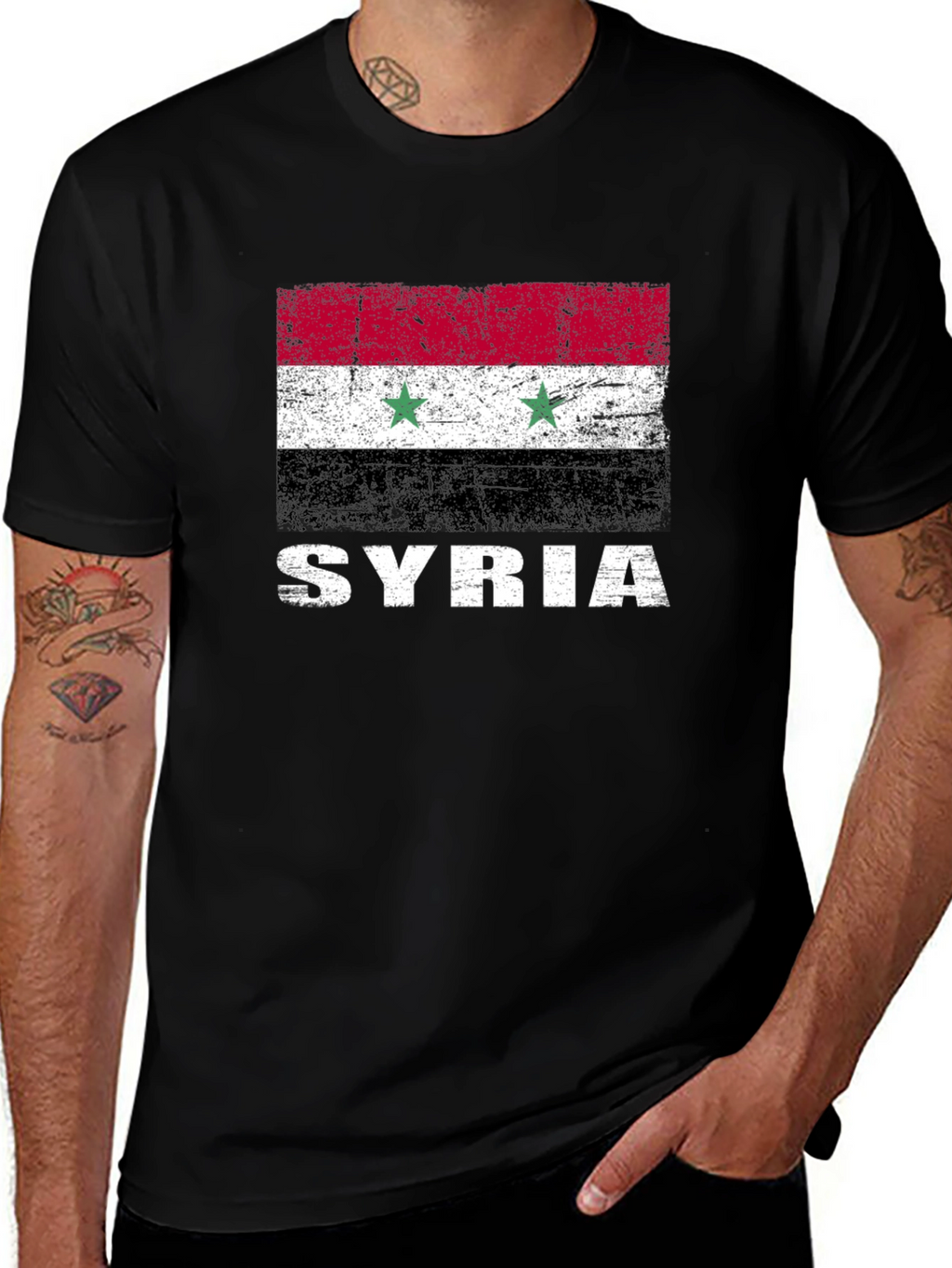 Syria Flag T-Shirt - Distressed Graphic Tee
