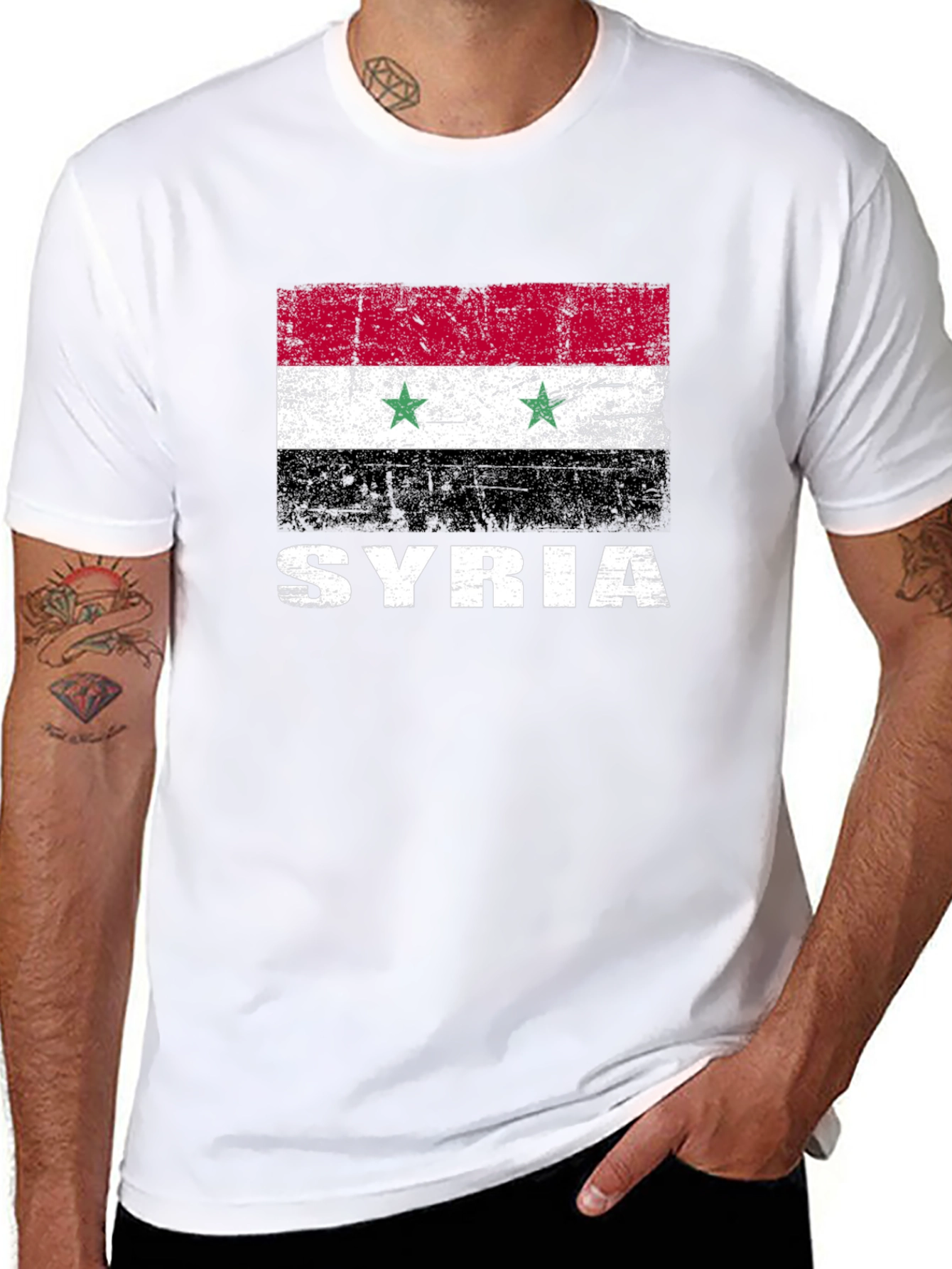 Syria Flag T-Shirt - Distressed Graphic Tee