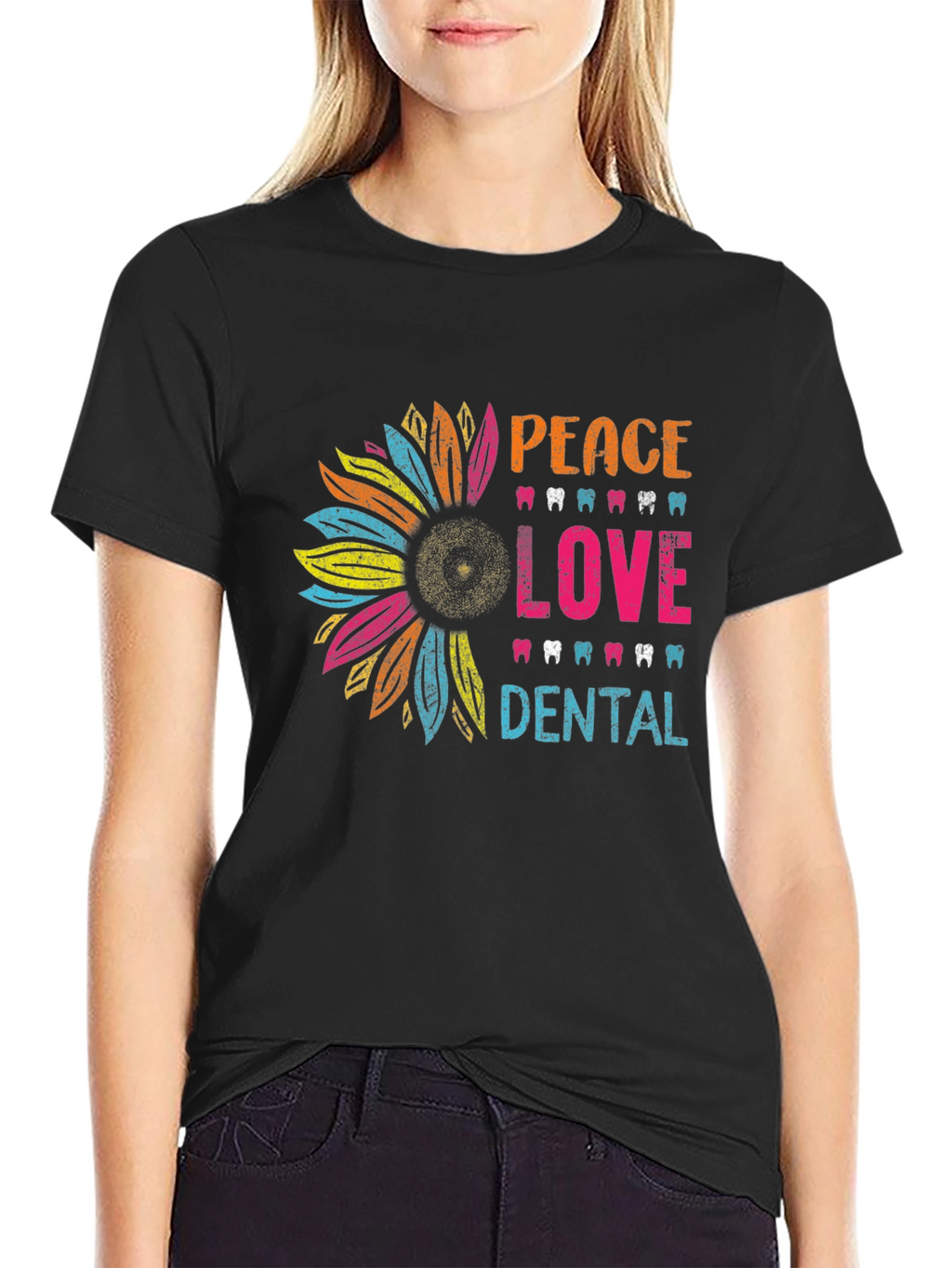 Peace Love Dental T-Shirt - Sunflower Dentist Tee