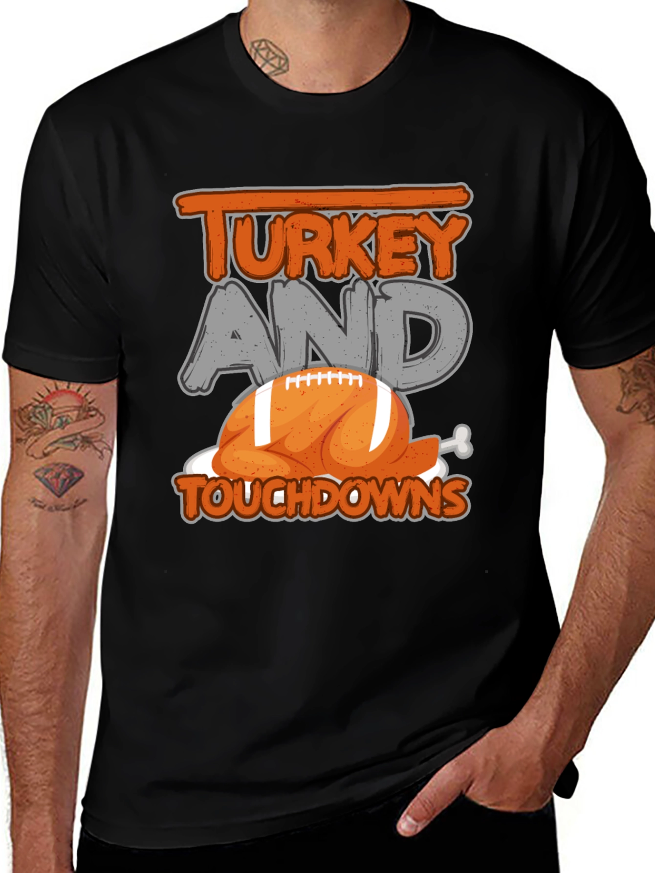 Turkey and Touchdowns Football T-Shirt