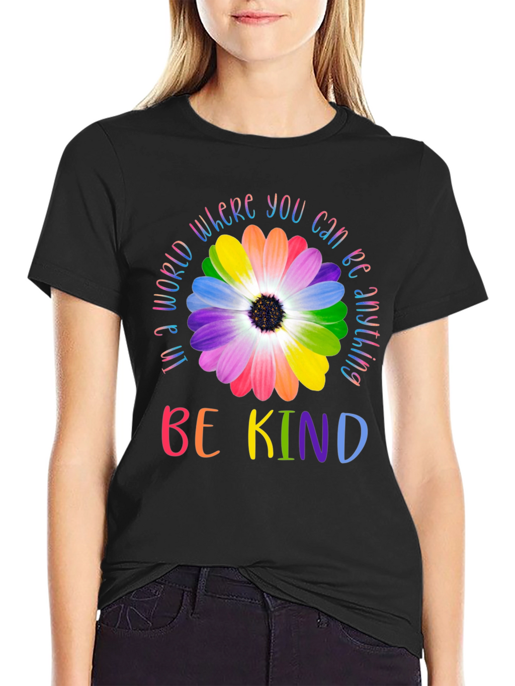 Be Kind Rainbow Flower Graphic Tee