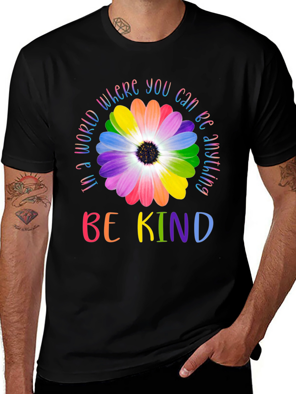 Be Kind Rainbow Flower Graphic Tee