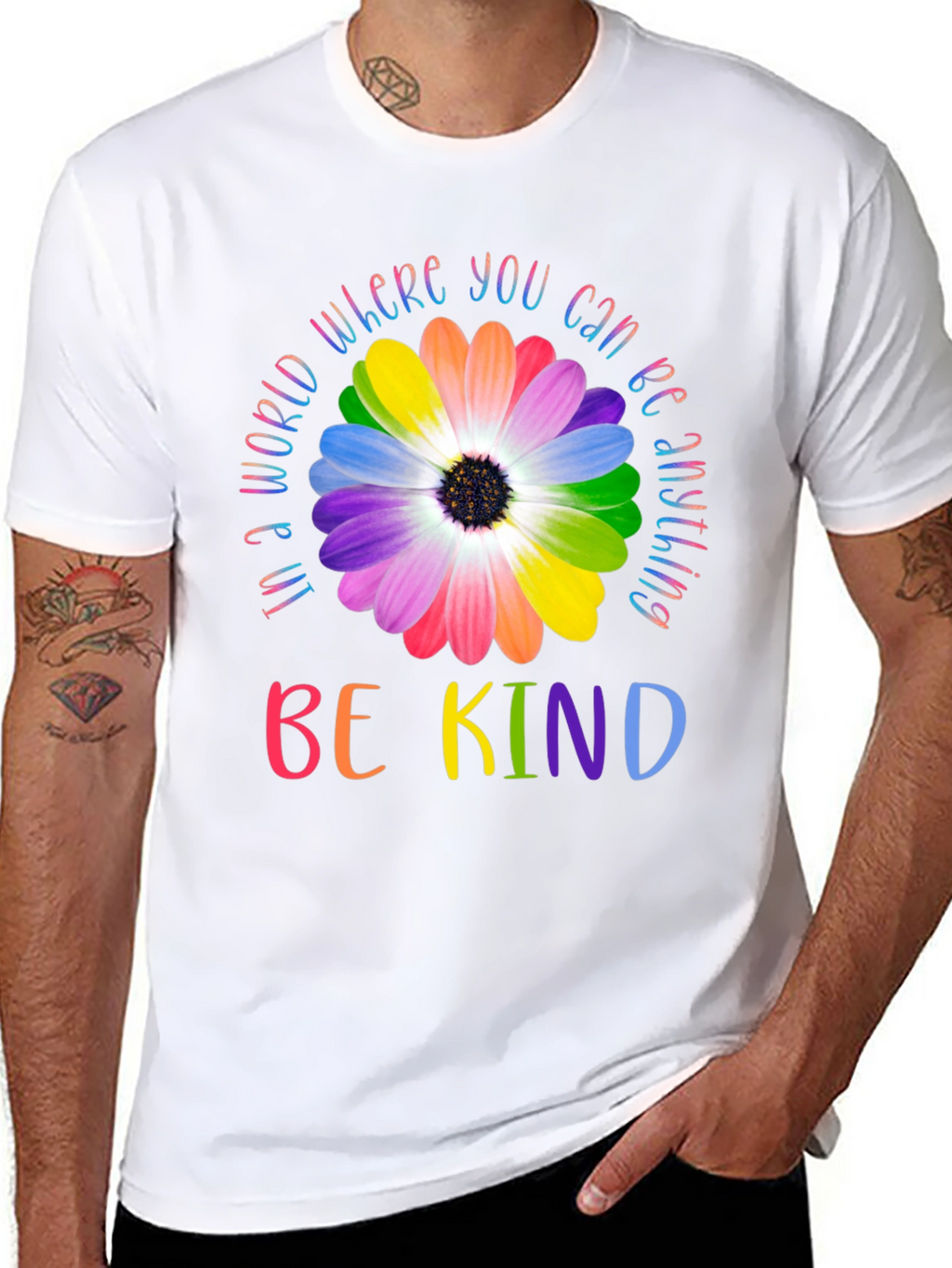 Be Kind Rainbow Flower Graphic Tee